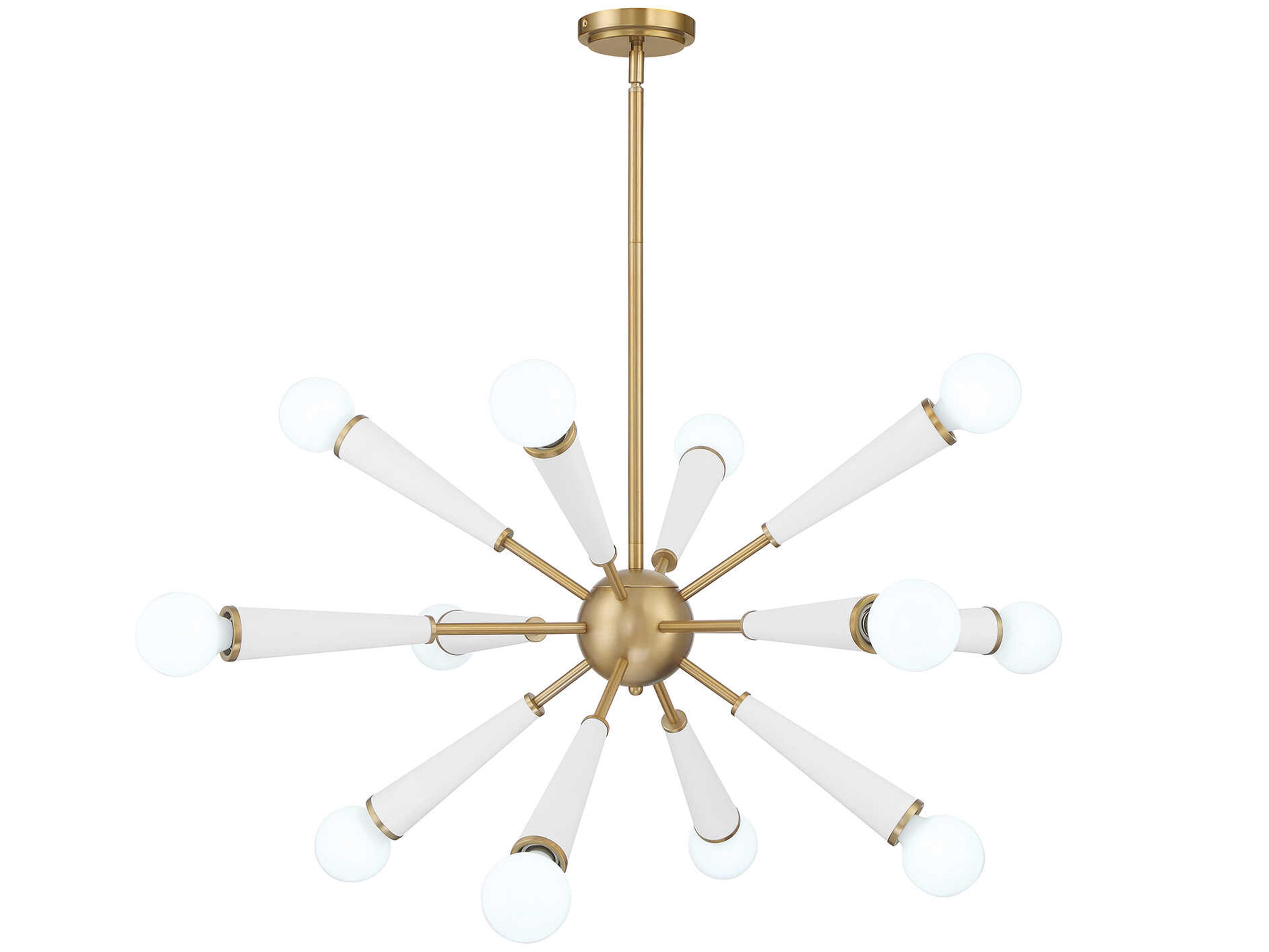 Crystorama Zodiac 12-Light Aged Brass Matte White Sputnik Pendant