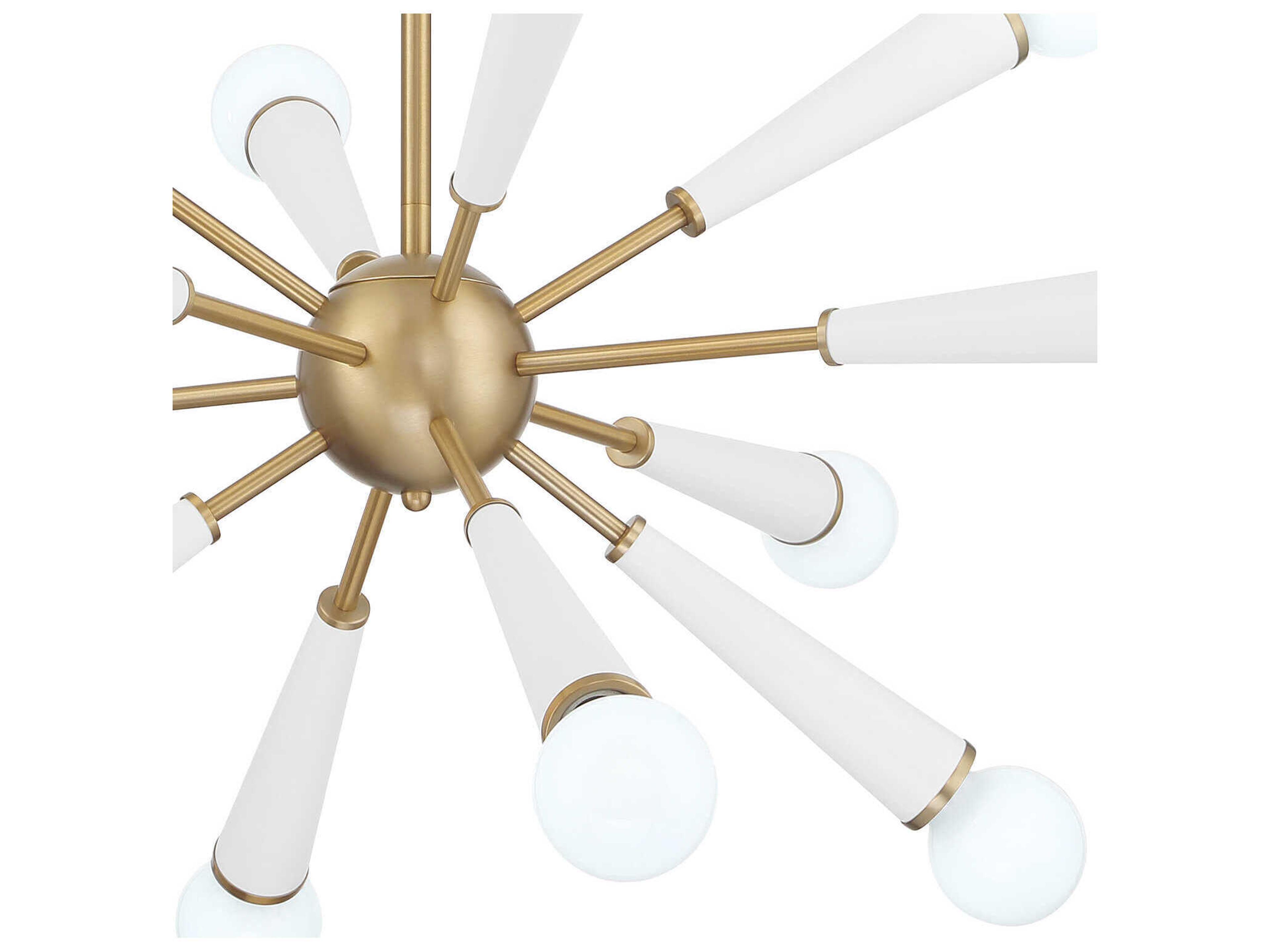 Crystorama Zodiac 12-Light Aged Brass Matte White Sputnik Pendant