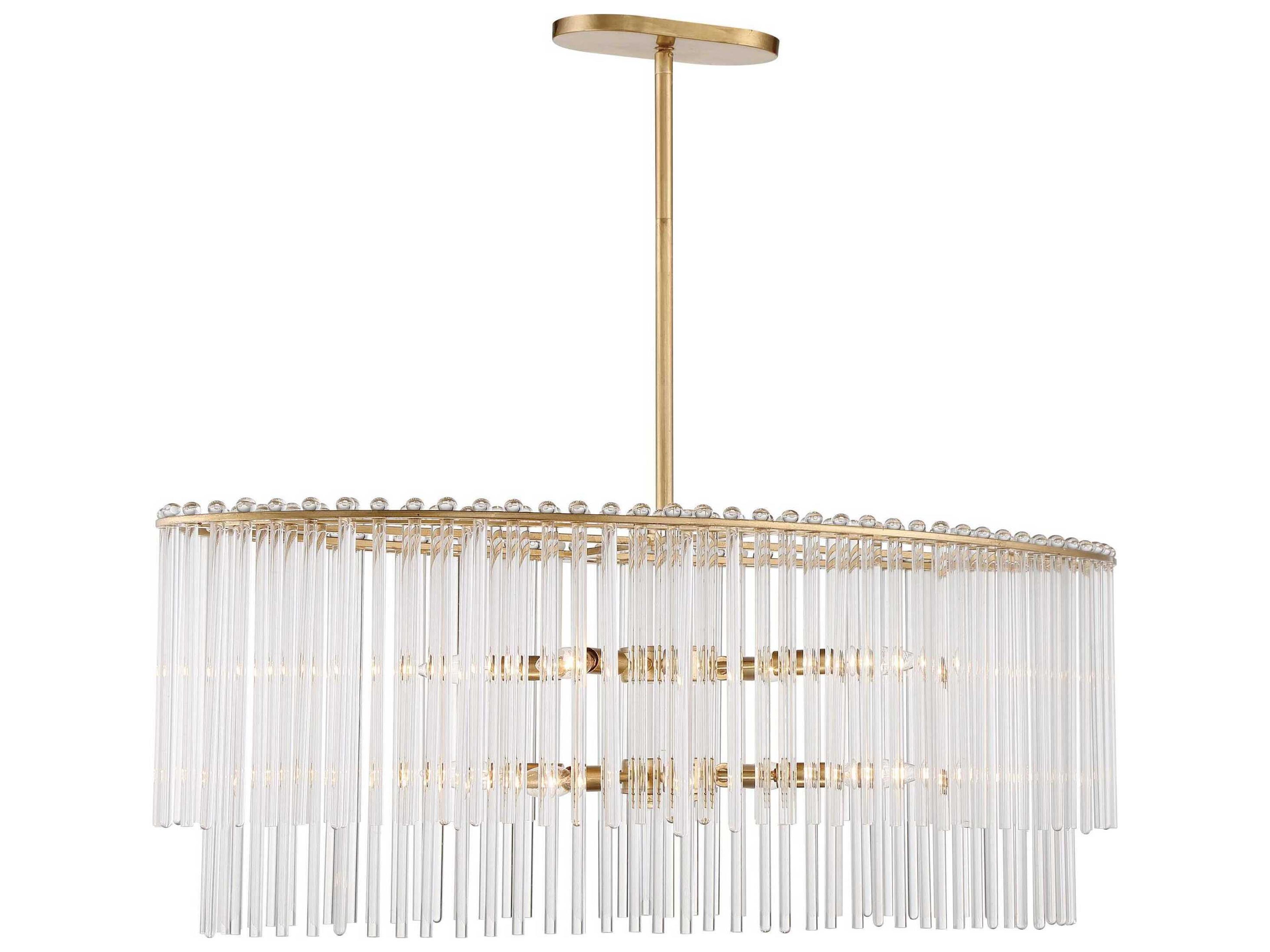 Bleecker 8-Light Antique Gold Crystal Glass Tiered Island Pendant