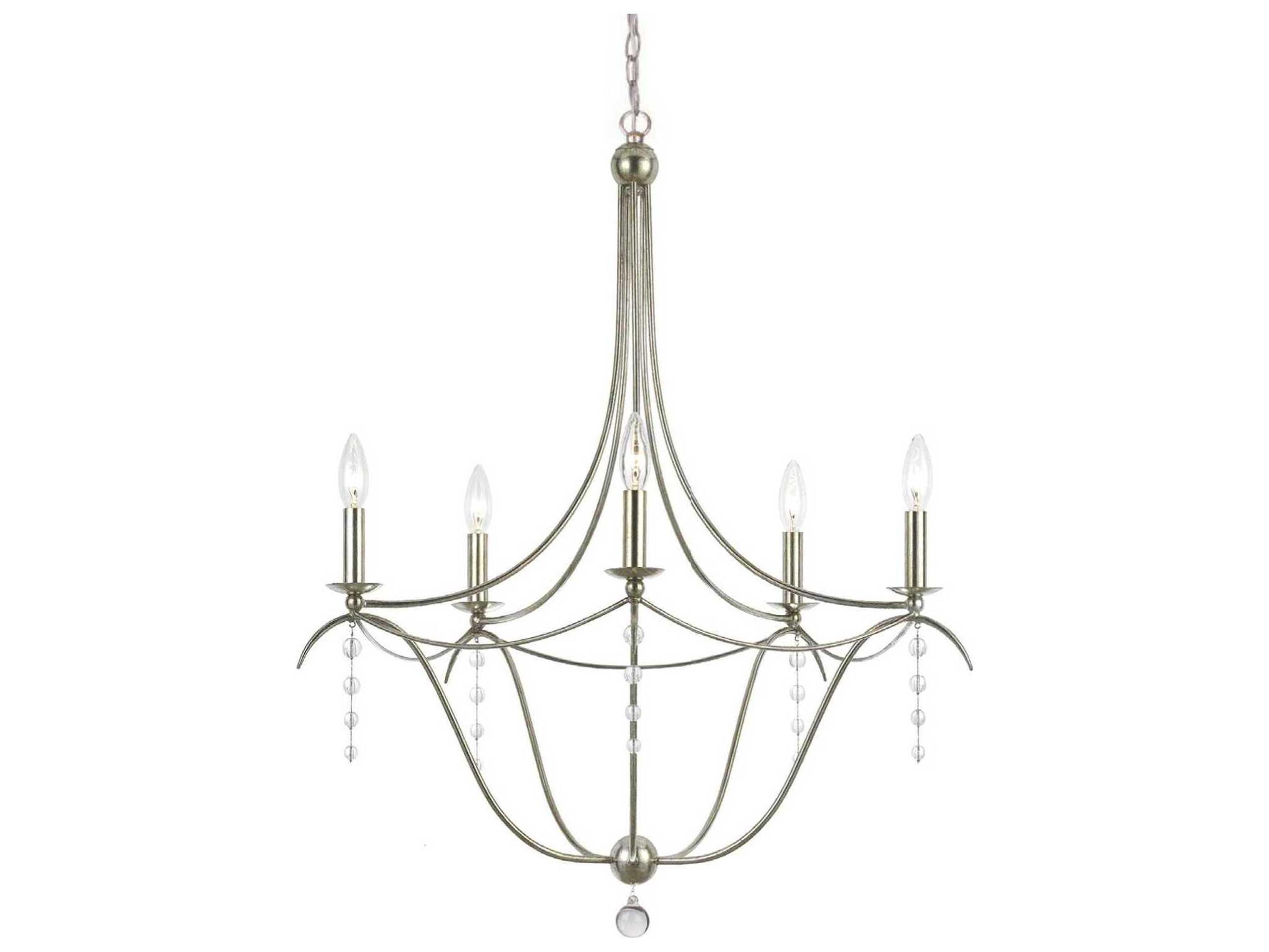 Metro 5-Light Antique Silver Crystal Candelabra Chandelier