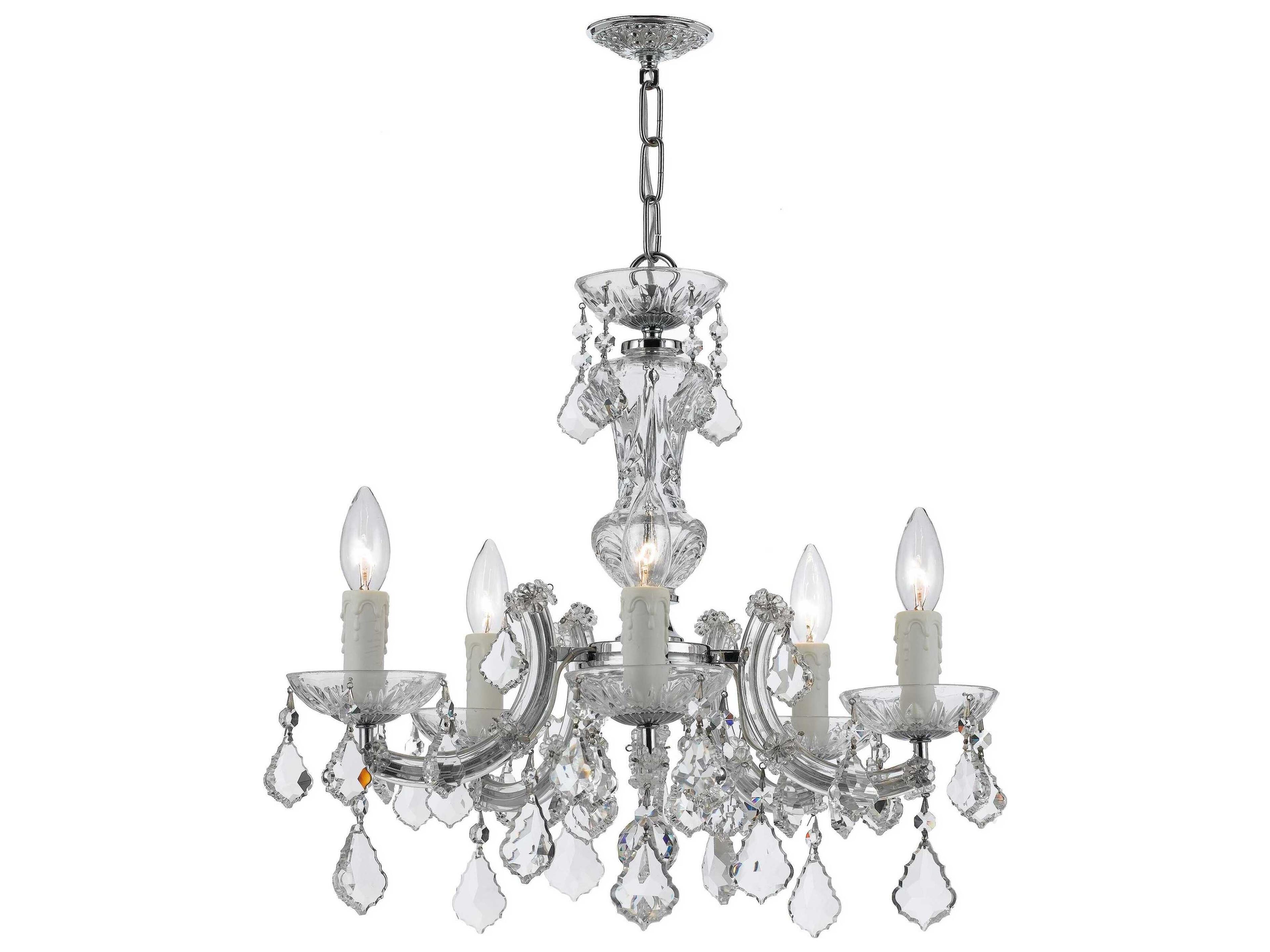 Maria Theresa 5-Light Chrome Crystal Candelabra Chandelier