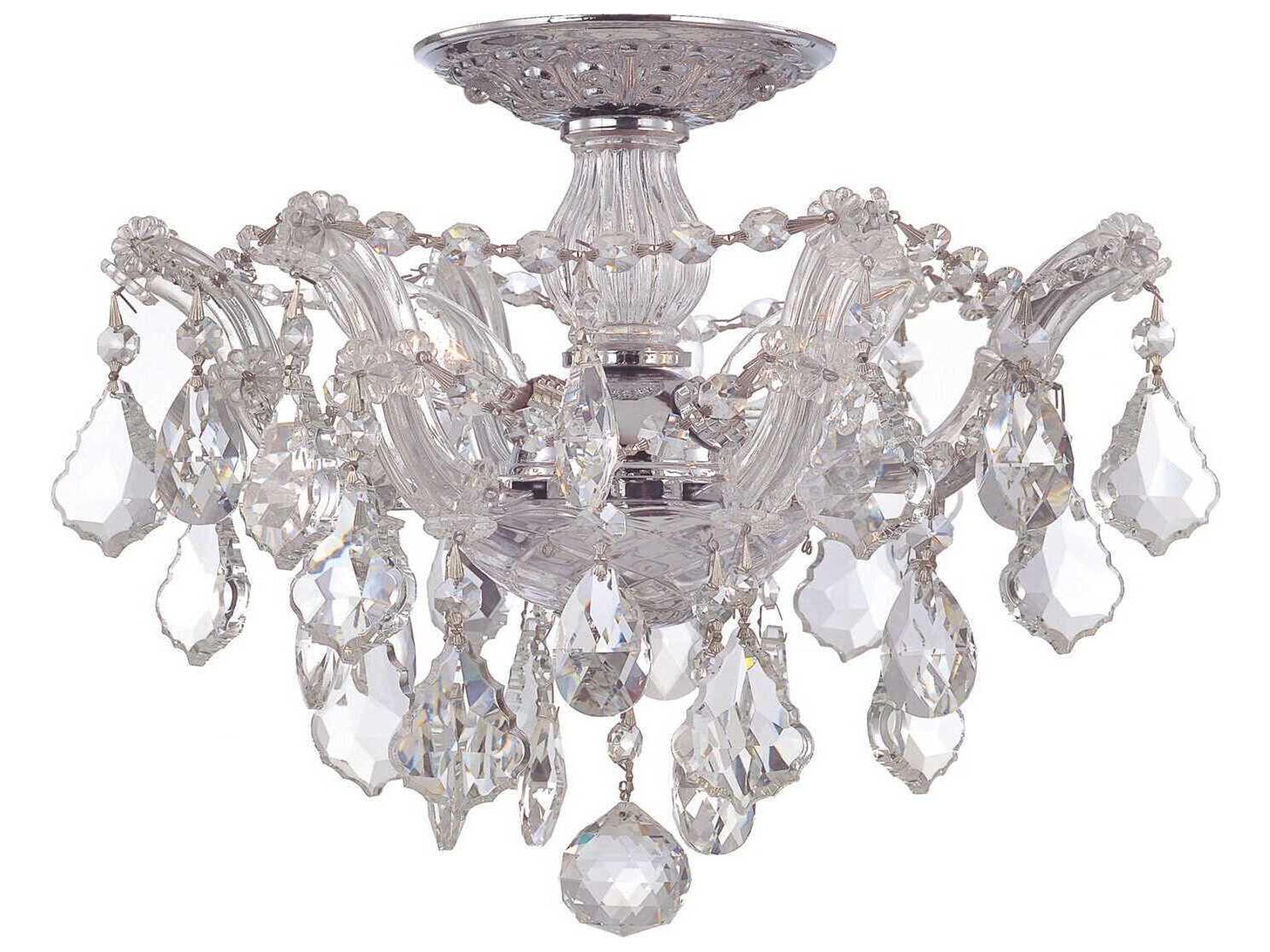 Maria Theresa 3-Light Chrome Crystal Semi Flush Mount