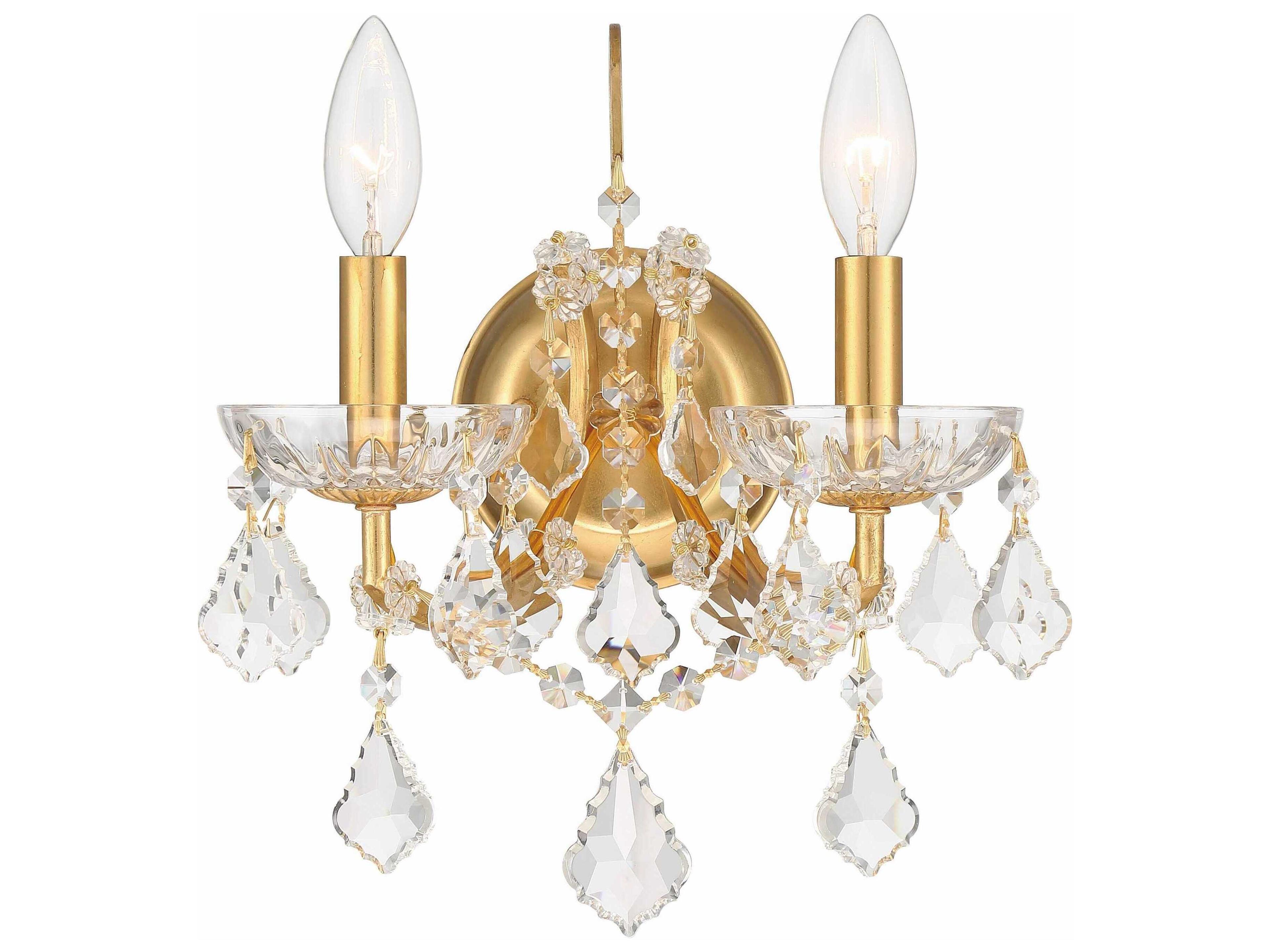 Filmore 2-Light English Bronze Crystal Wall Sconce