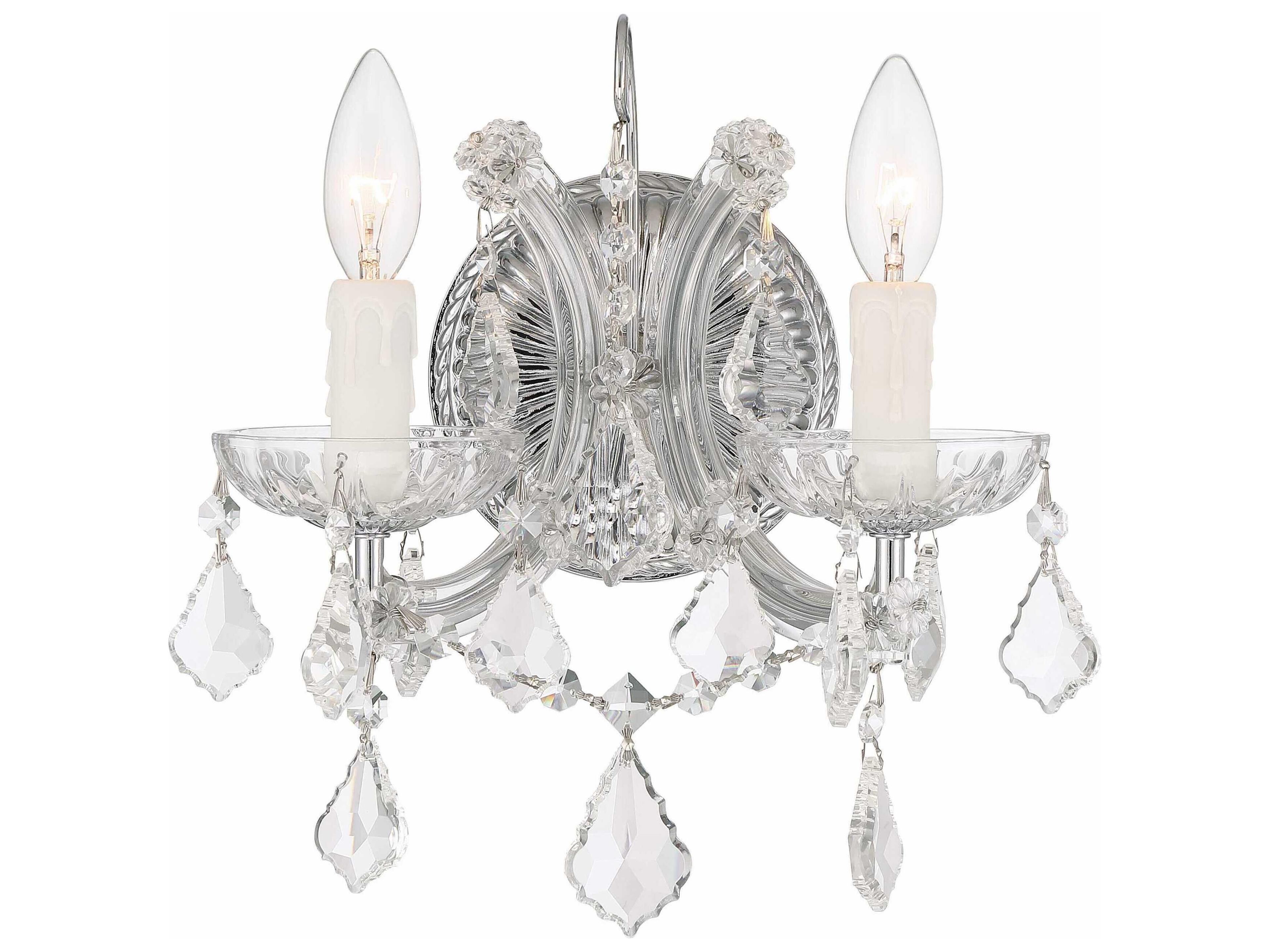 Maria Theresa 2-Light Chrome Crystal Wall Sconce