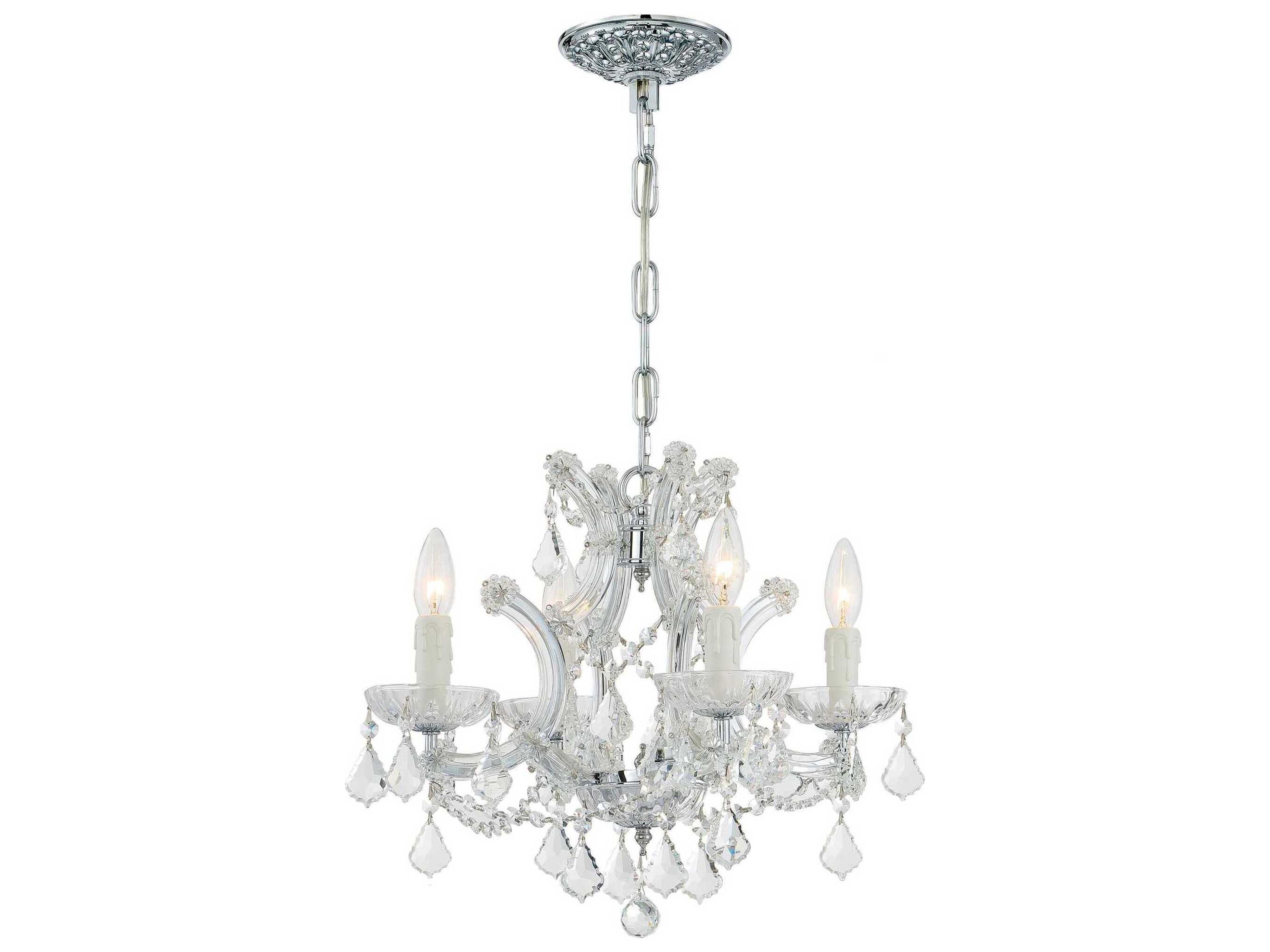 Maria Theresa 4-Light Chrome Crystal Candelabra Chandelier