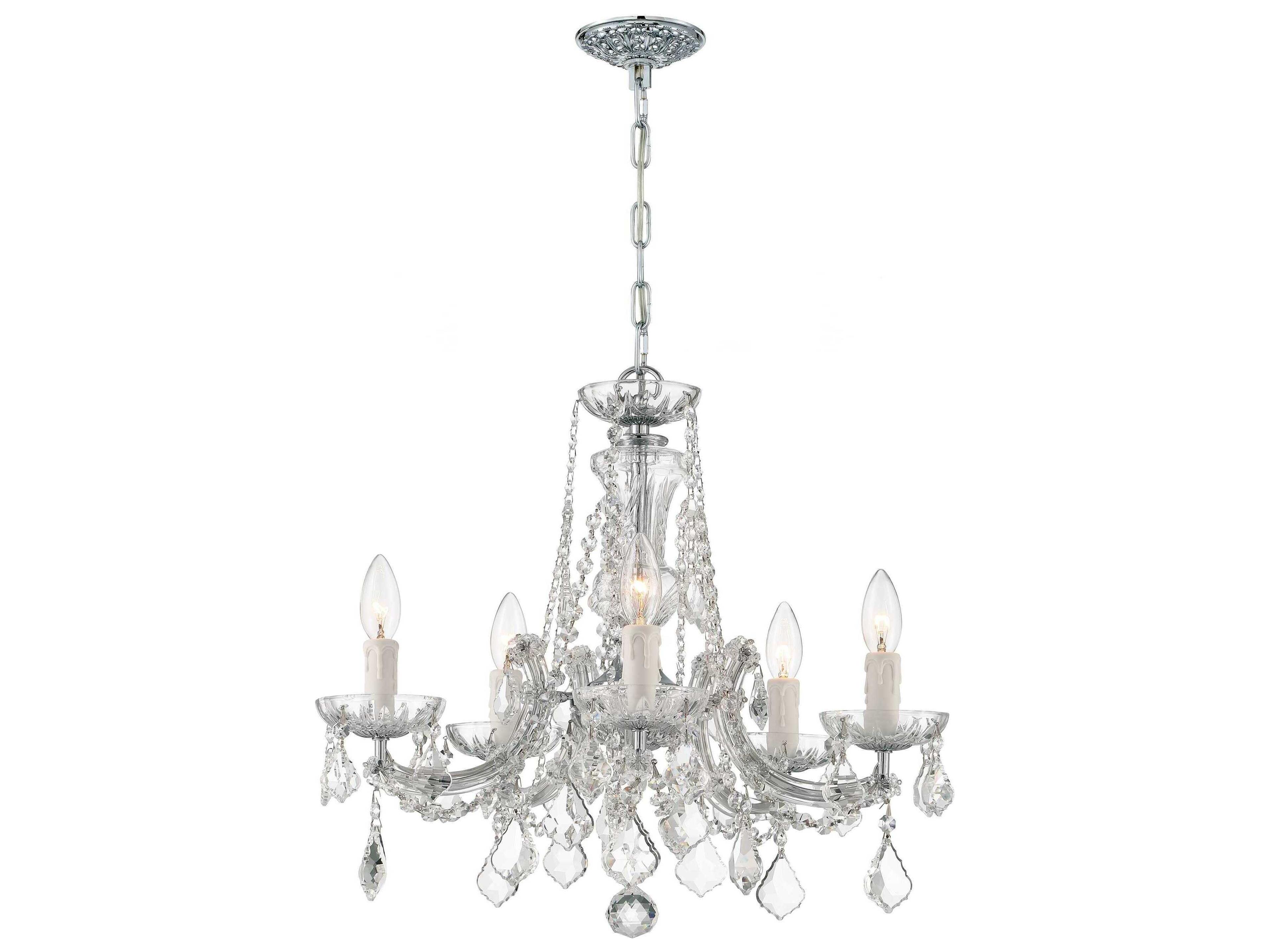 Maria Theresa 5-Light Chrome Crystal Candelabra Chandelier