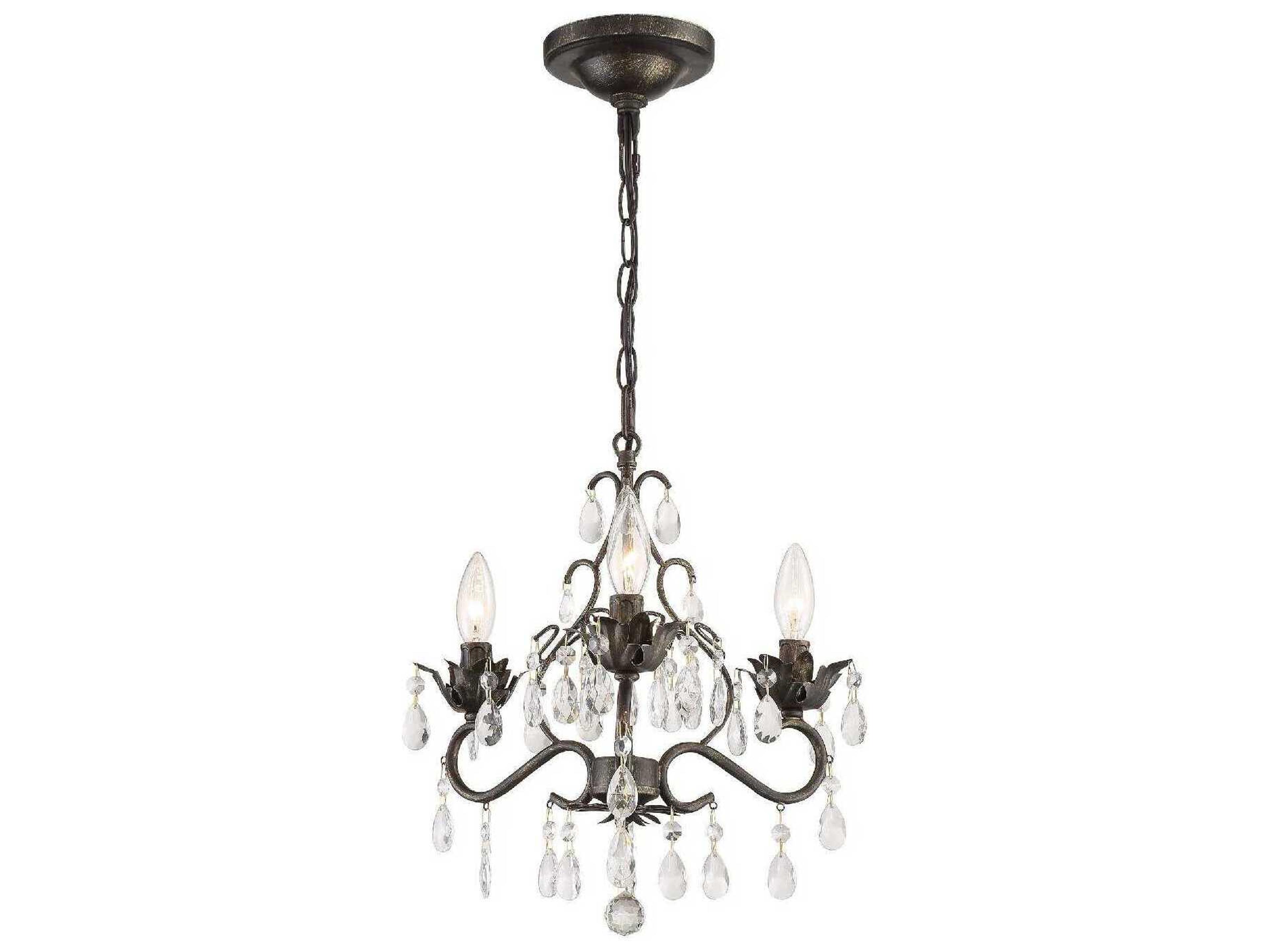 Paris Market 3-Light English Bronze Crystal Candelabra Chandelier