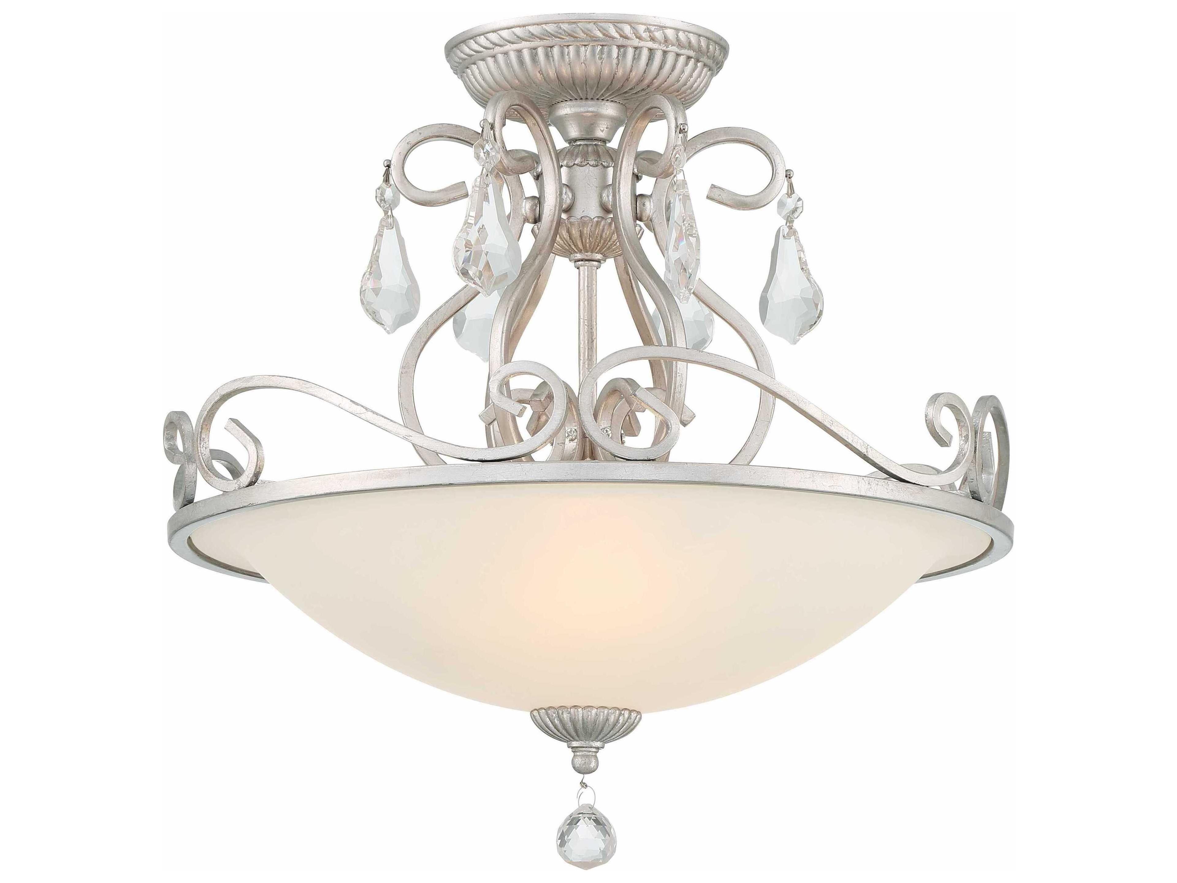 Ashton 3-Light Brass Crystal Bowl Semi Flush Mount
