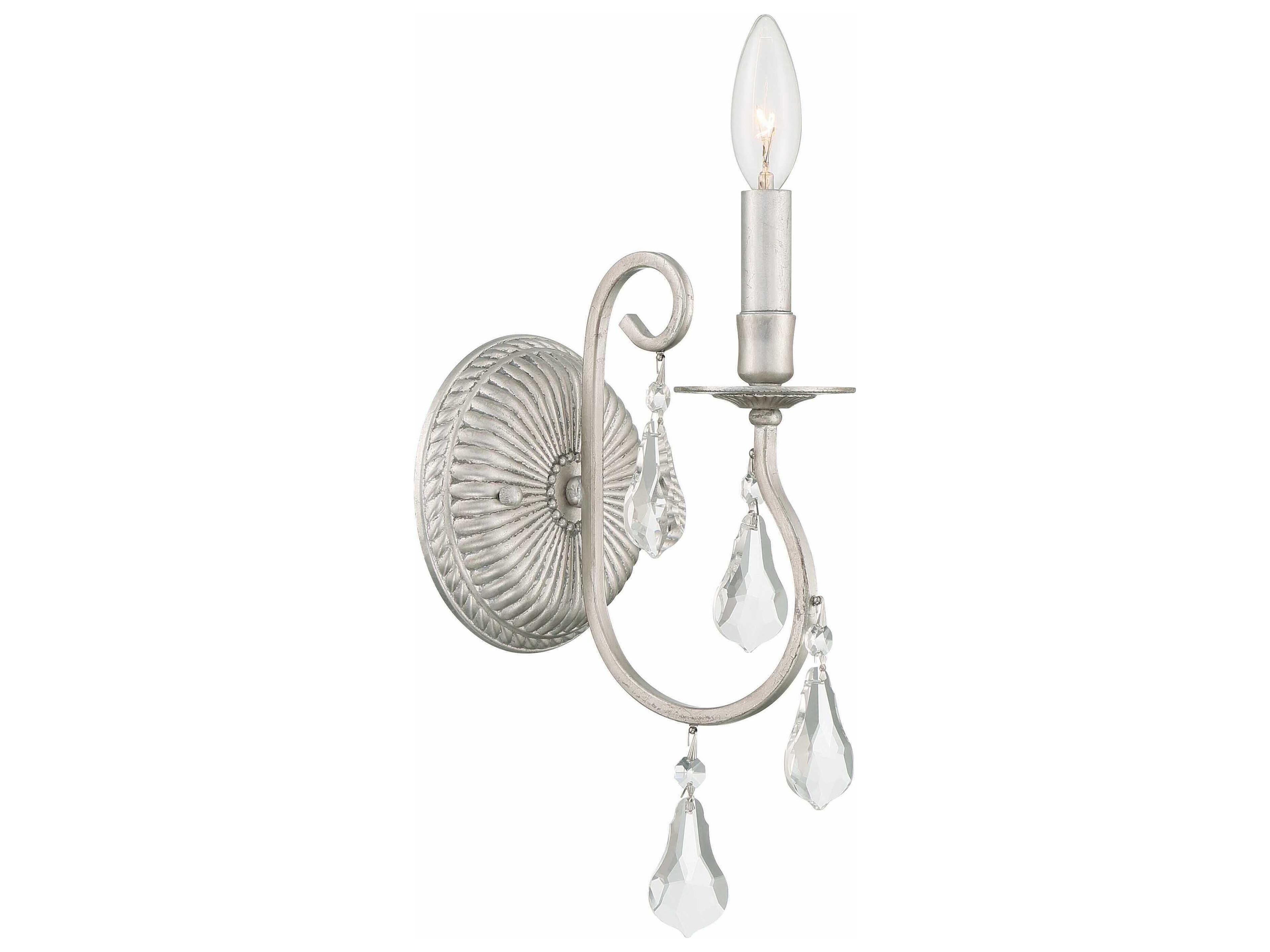 Ashton 1-Light Silver Crystal Wall Sconce