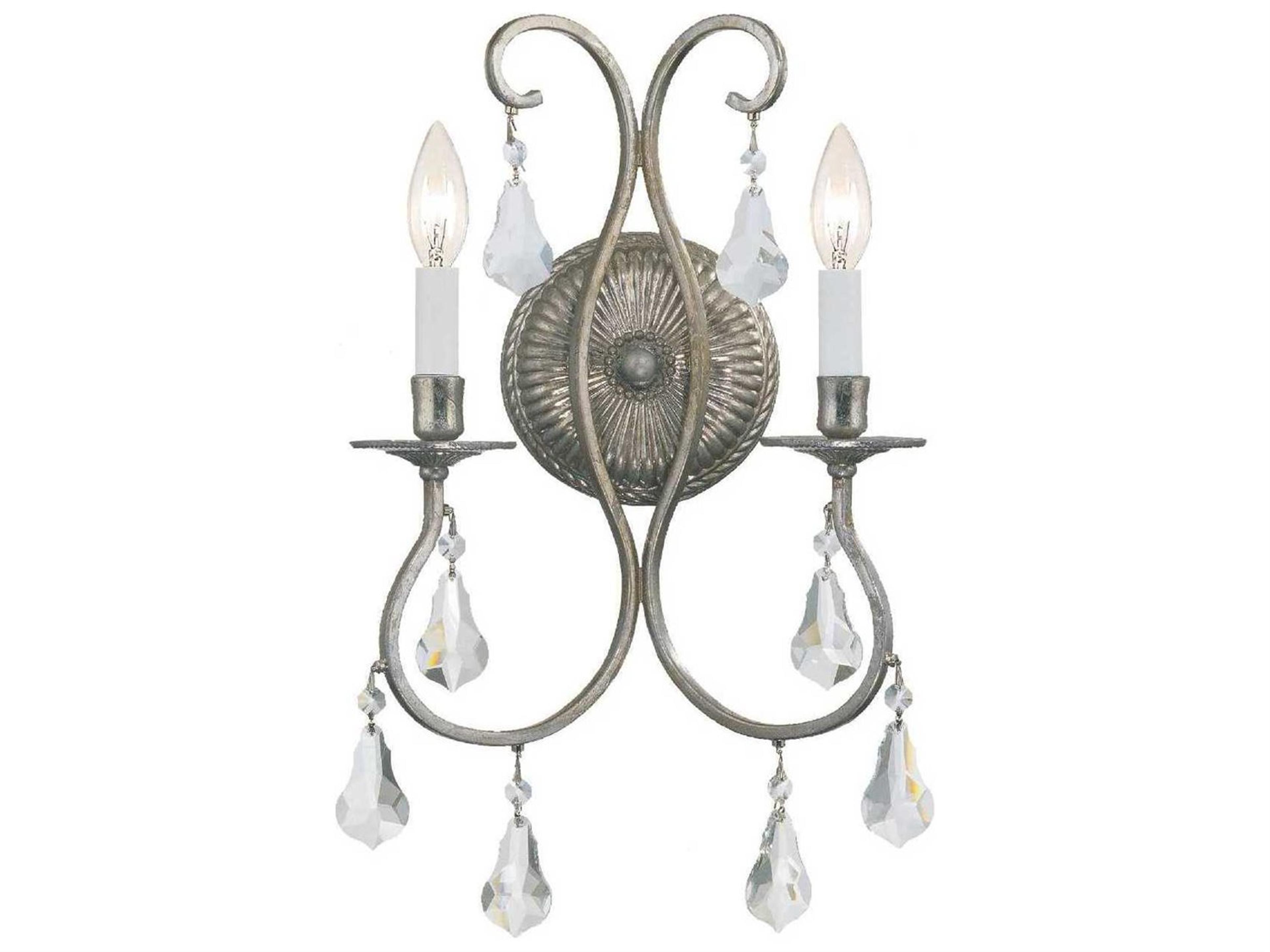 Ashton 2-Light Bronze Crystal Wall Sconce