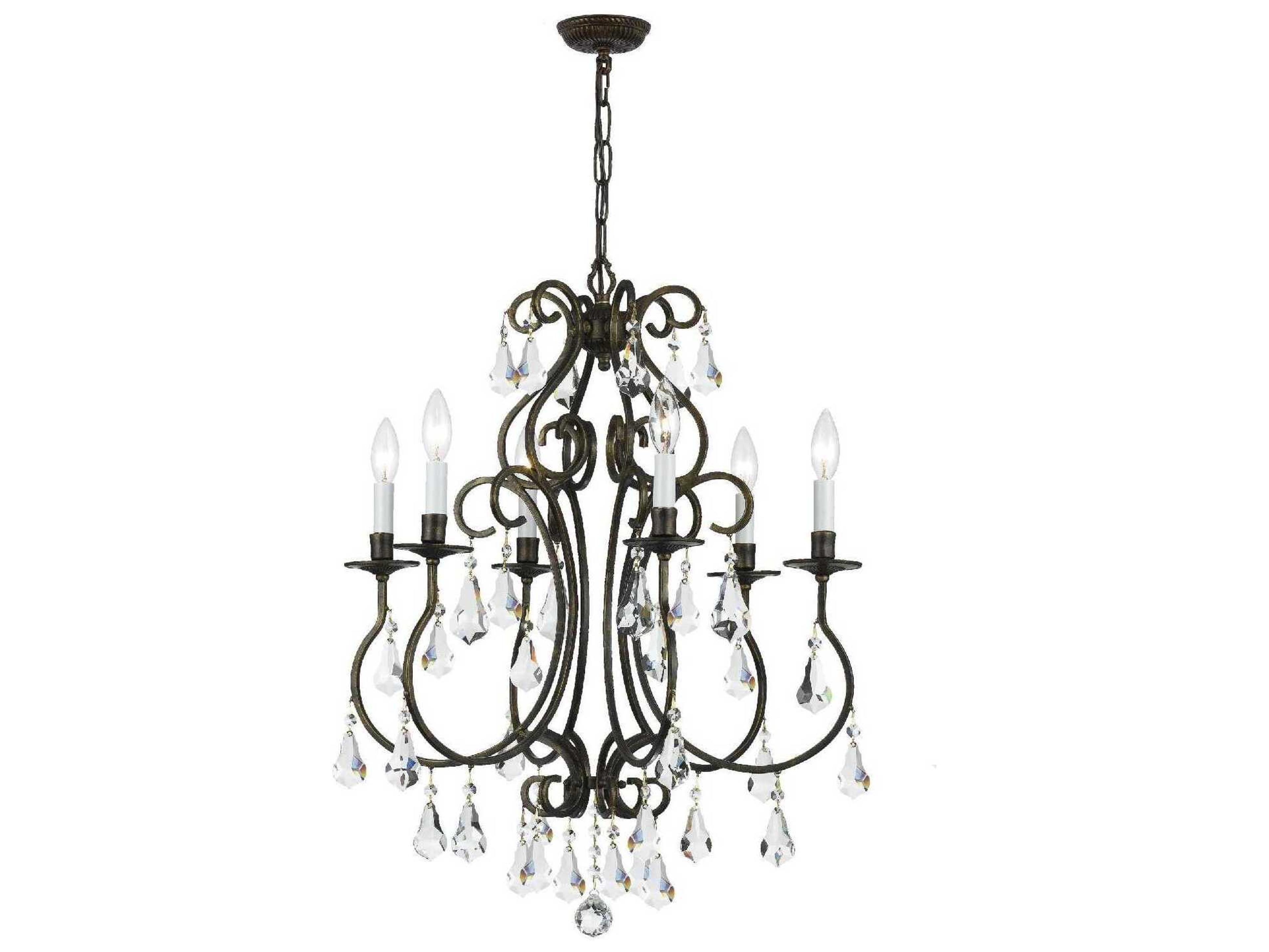 Ashton 6-Light Bronze Crystal Candelabra Chandelier