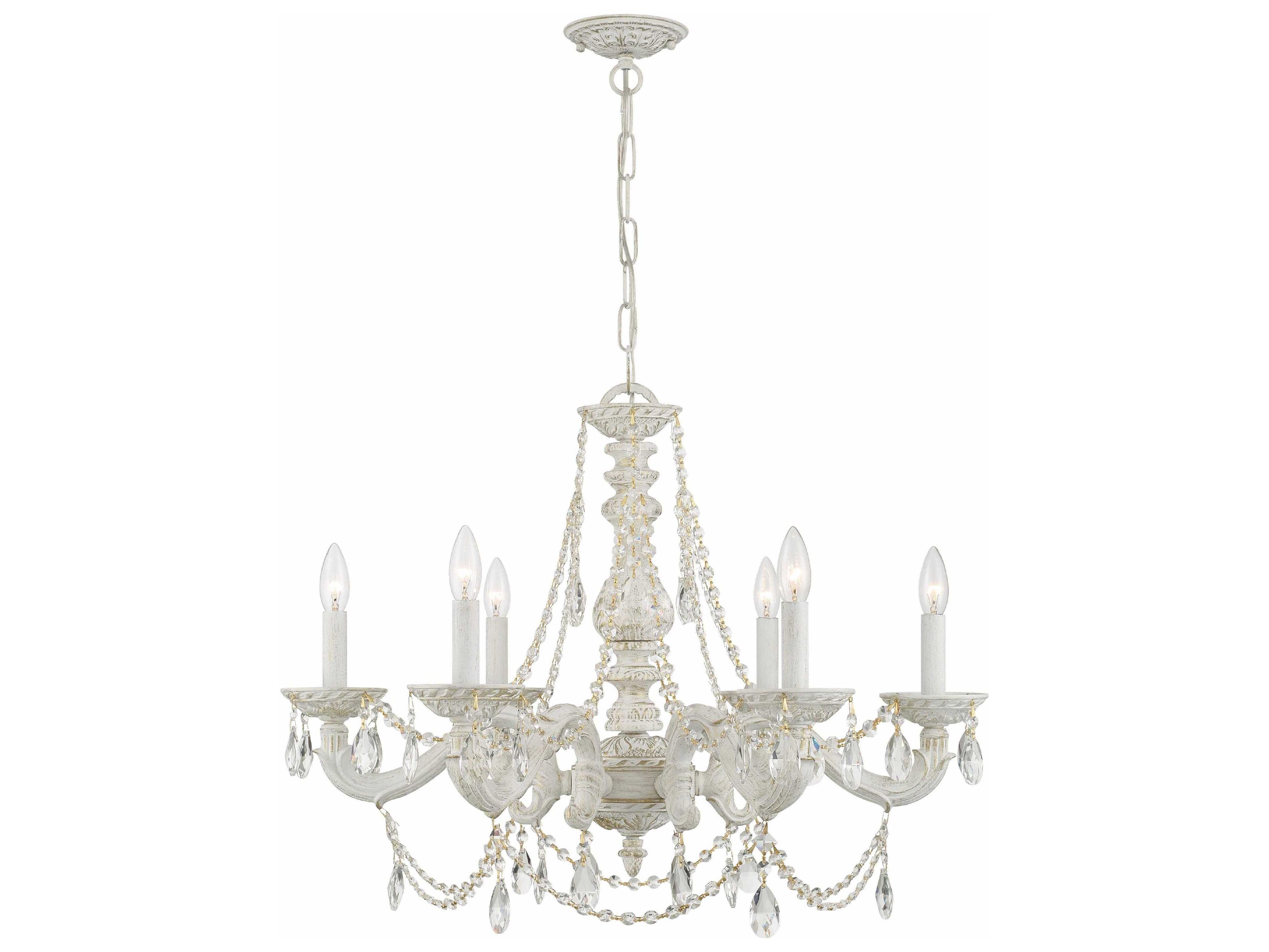 Paris Market 6-Light White Crystal Candelabra Chandelier