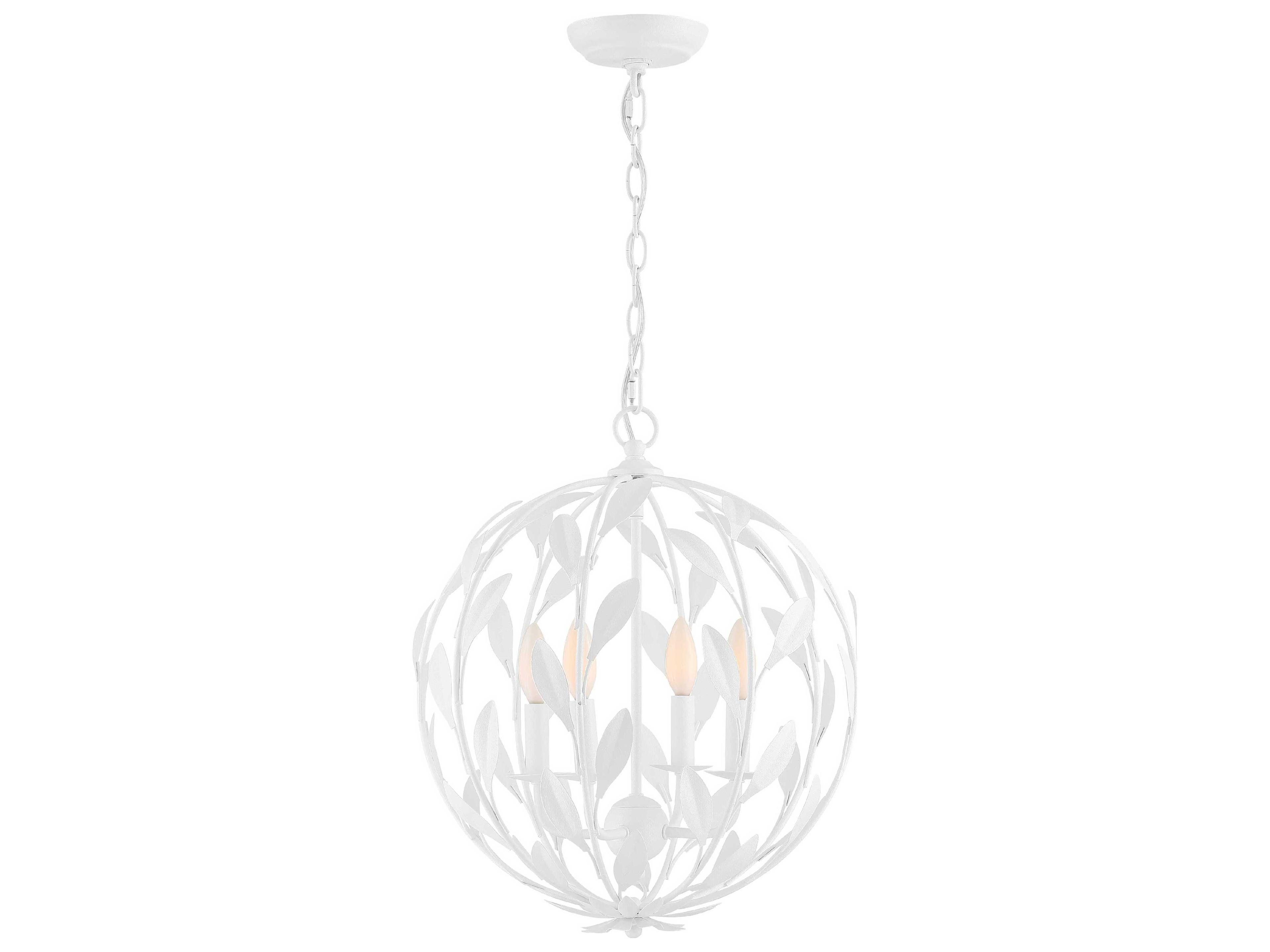 Crystorama Broche 4-Light Matte White Candelabra Globe Chandelier