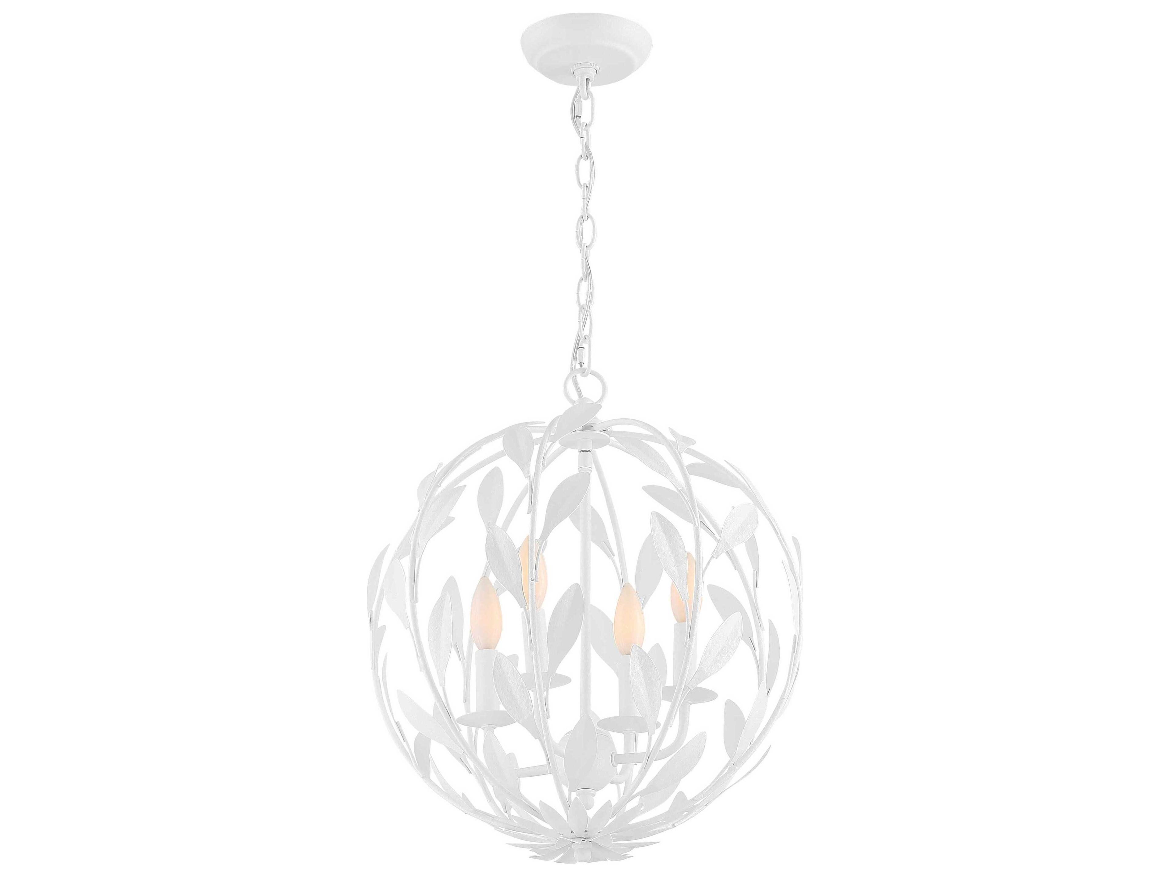 Crystorama Broche 4-Light Matte White Candelabra Globe Chandelier
