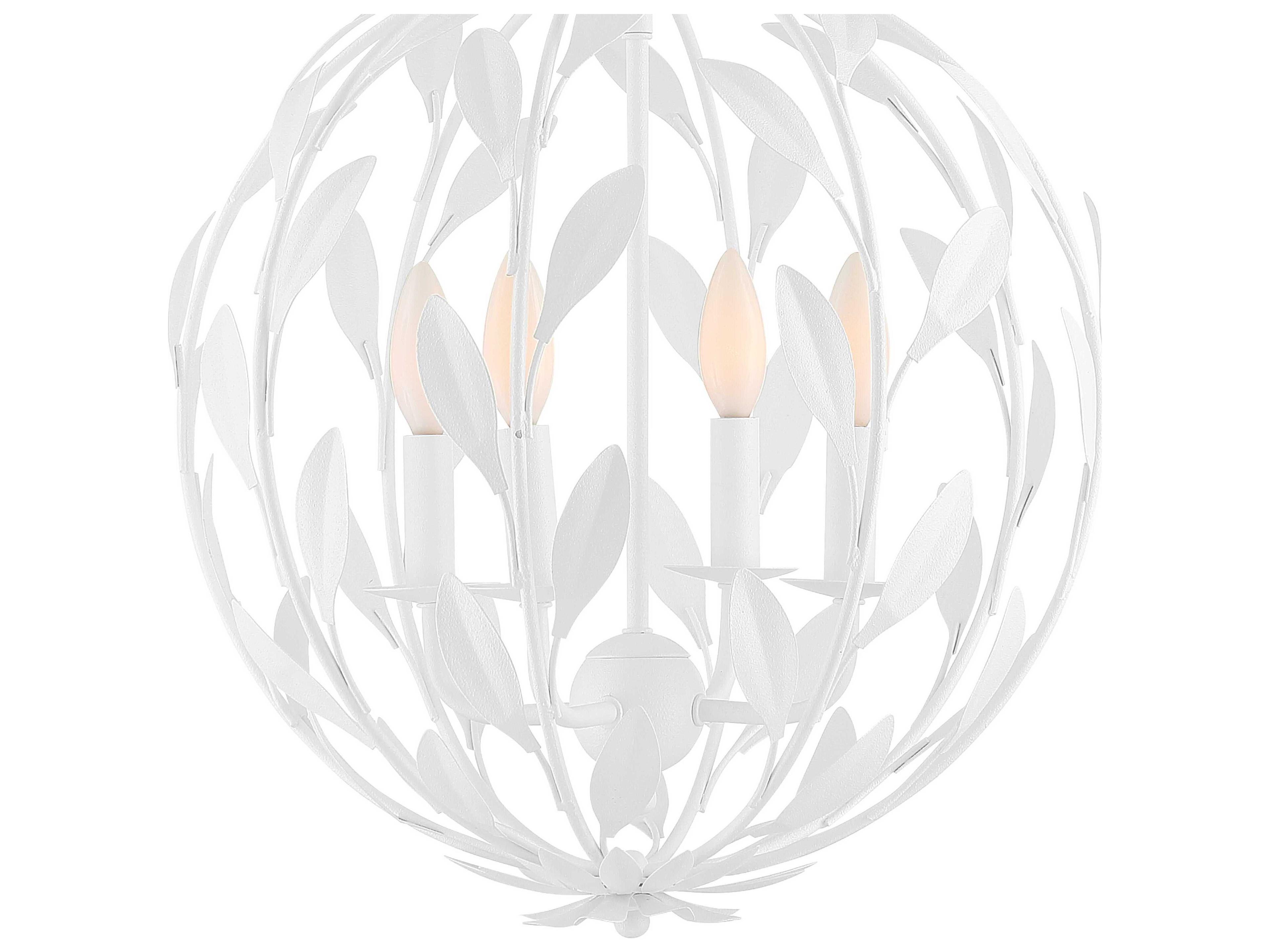 Crystorama Broche 4-Light Matte White Candelabra Globe Chandelier