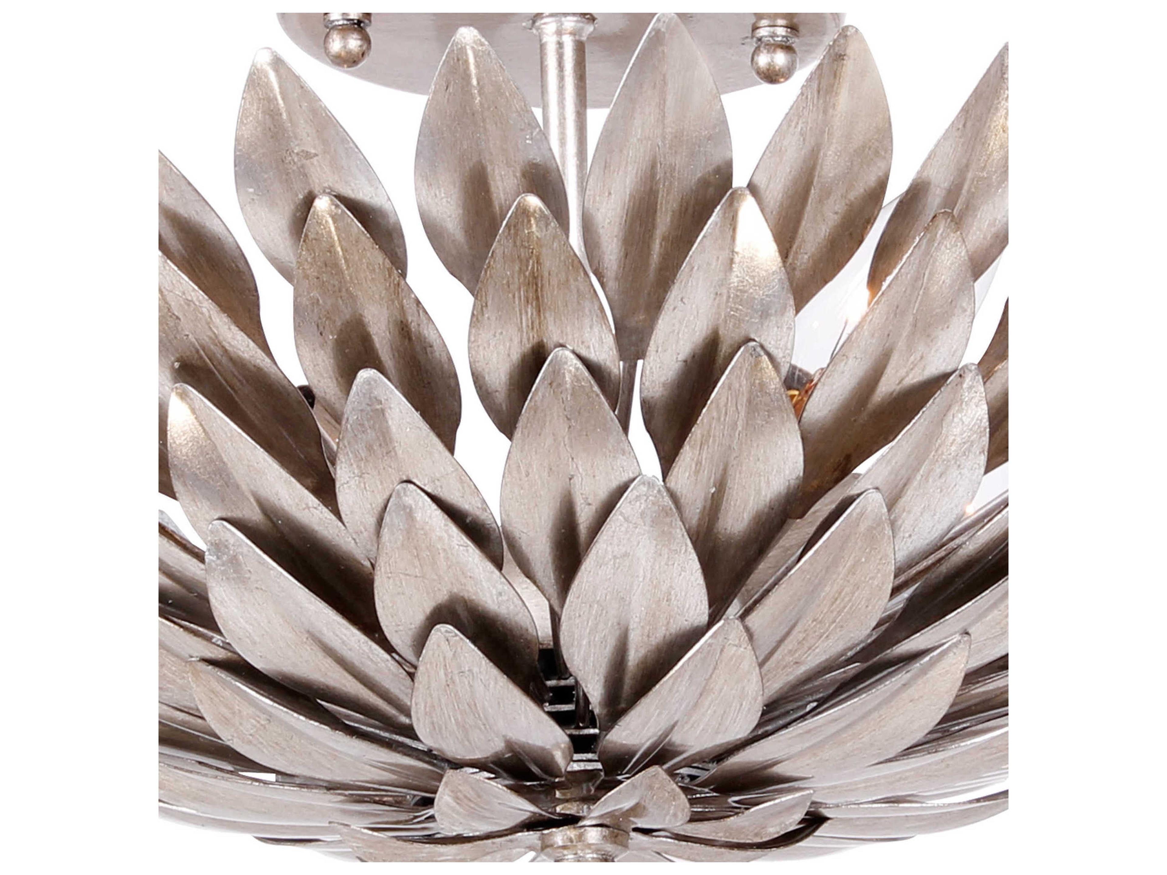Crystorama Broche 4-Light Antique Silver Semi Flush Mount