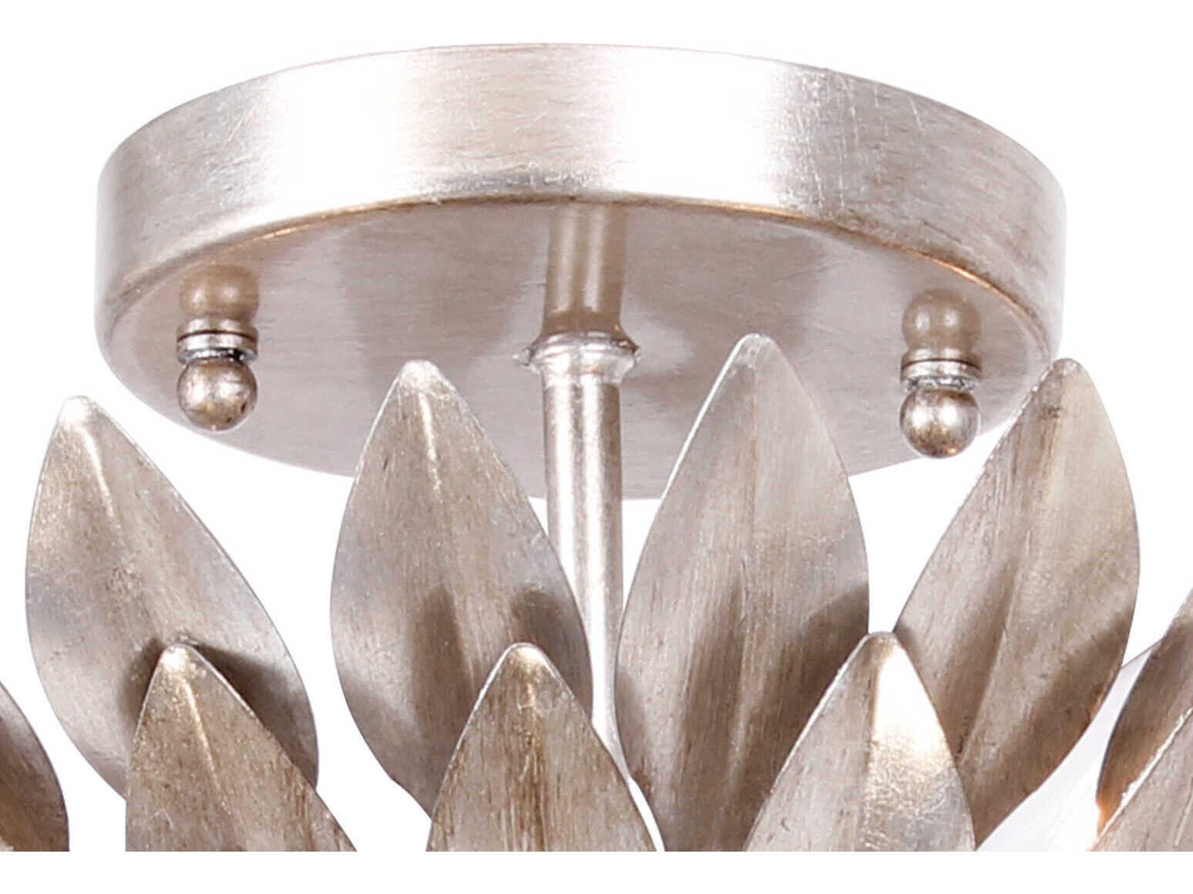 Crystorama Broche 4-Light Antique Silver Semi Flush Mount