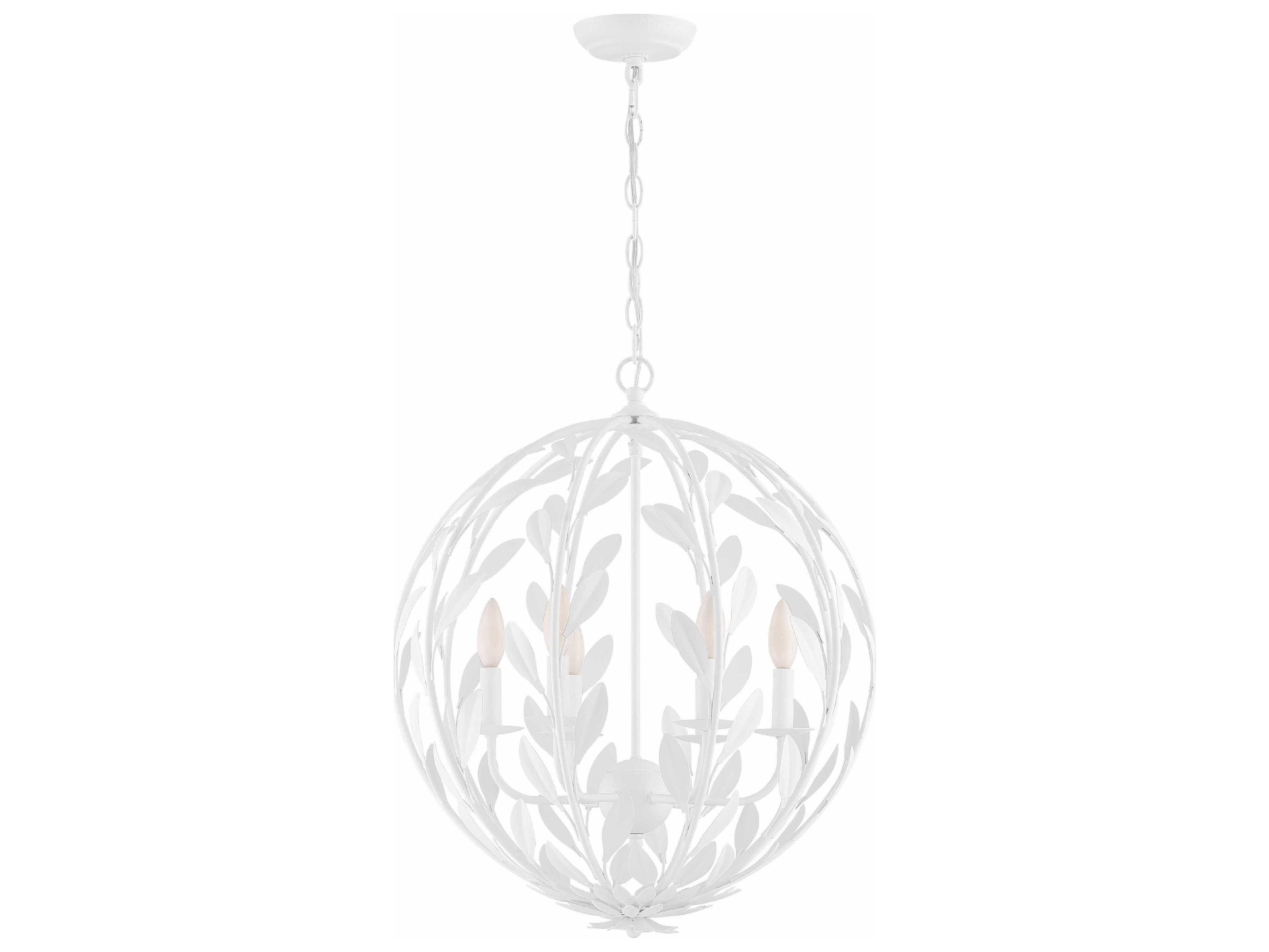 Crystorama Broche 6-Light Matte White Candelabra Globe Chandelier