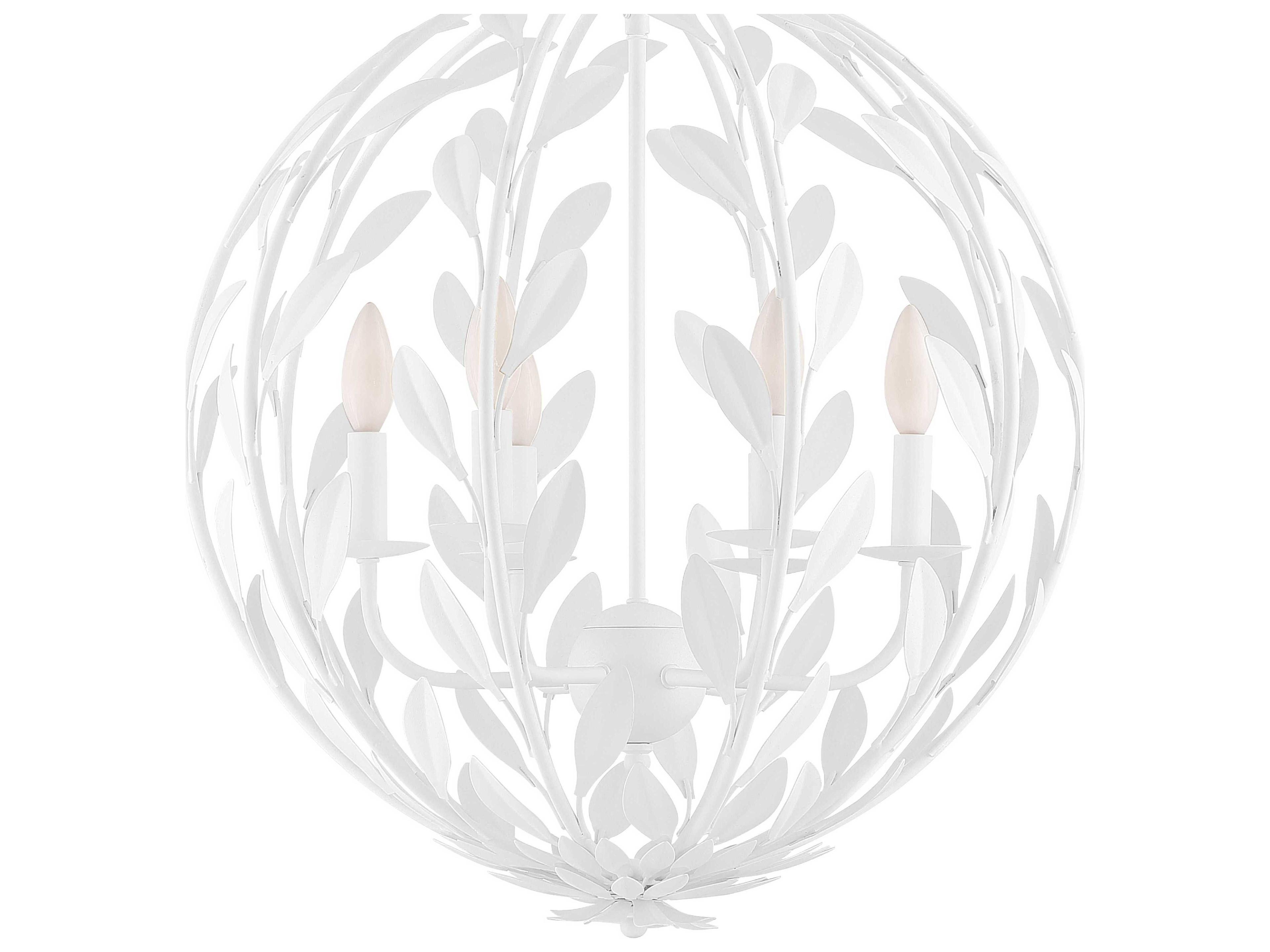 Crystorama Broche 6-Light Matte White Candelabra Globe Chandelier