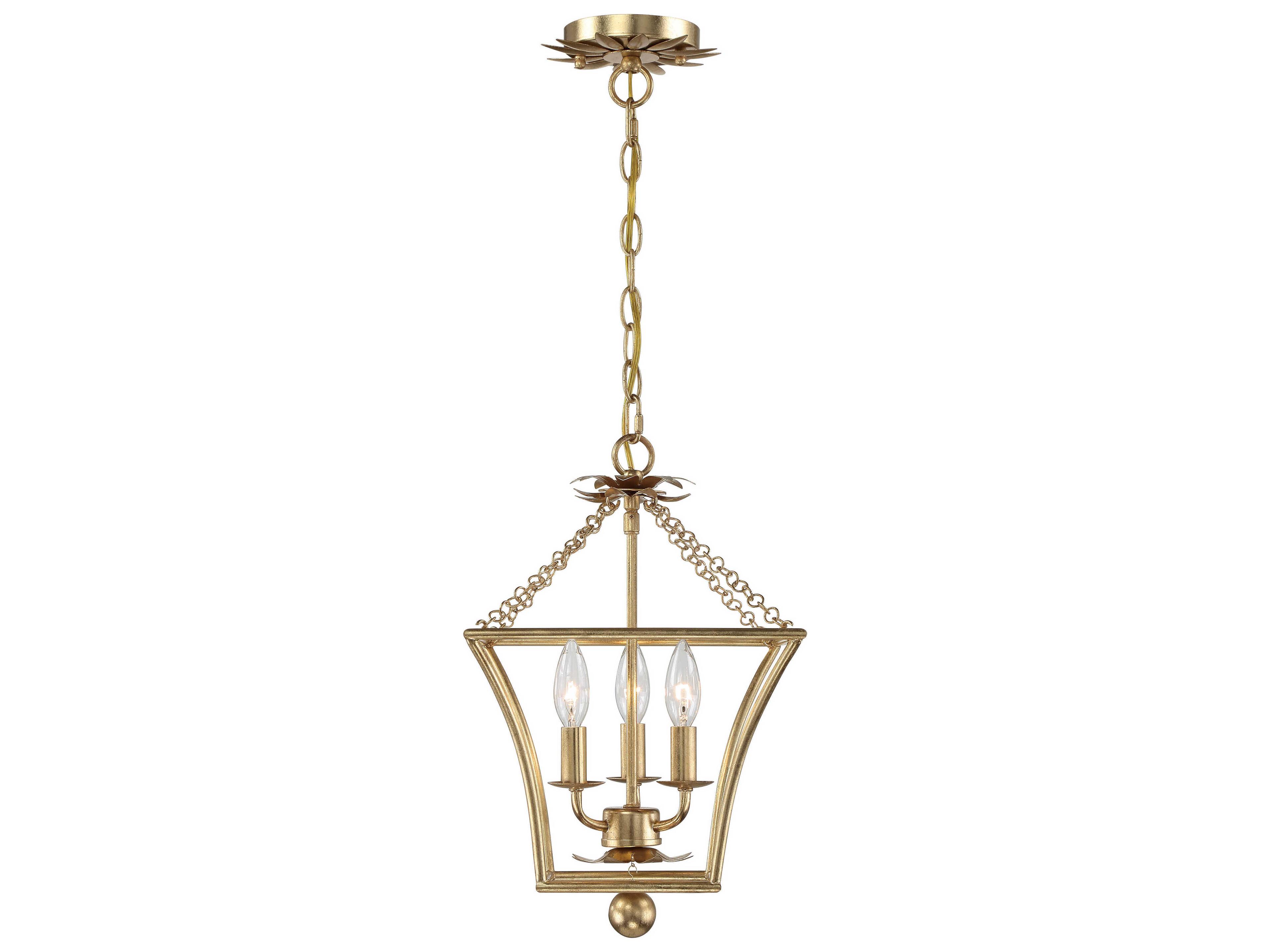 Crystorama Broche 3-Light Antique Gold Candelabra Chandelier