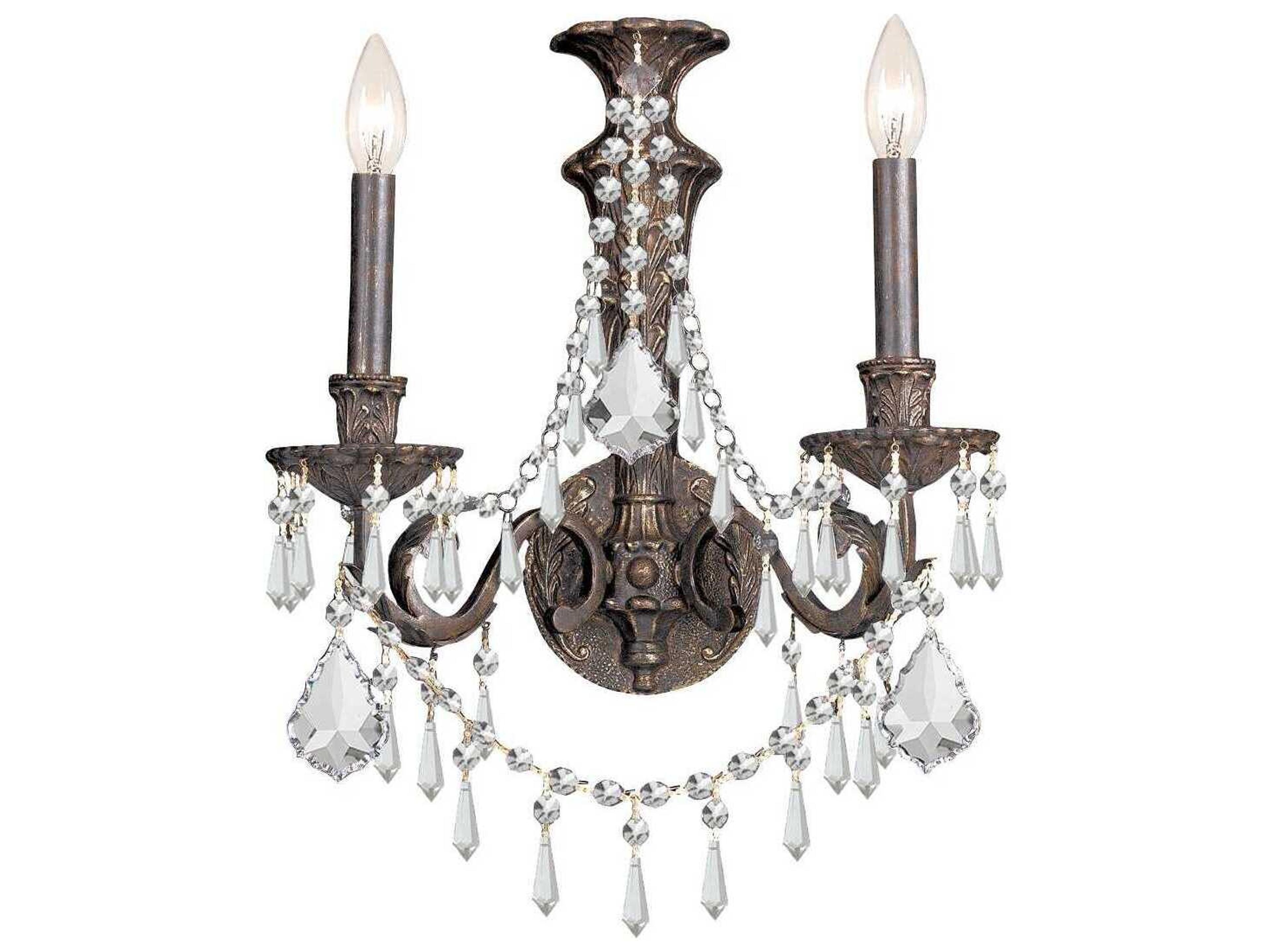 Crystorama Vanderbilt 2-Light English Bronze Crystal Wall Sconce
