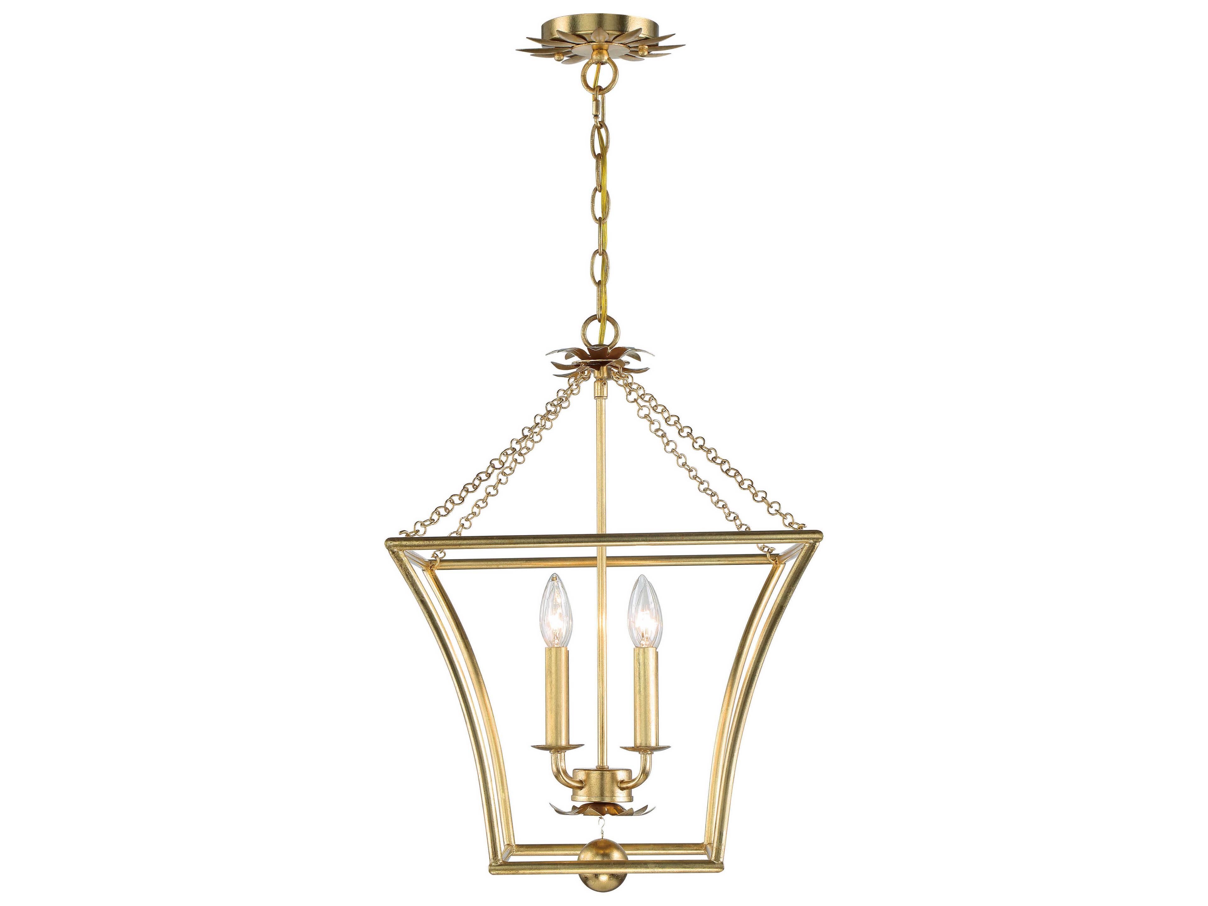 Crystorama Broche 4-Light Antique Gold Candelabra Geometric Lantern Chandelier