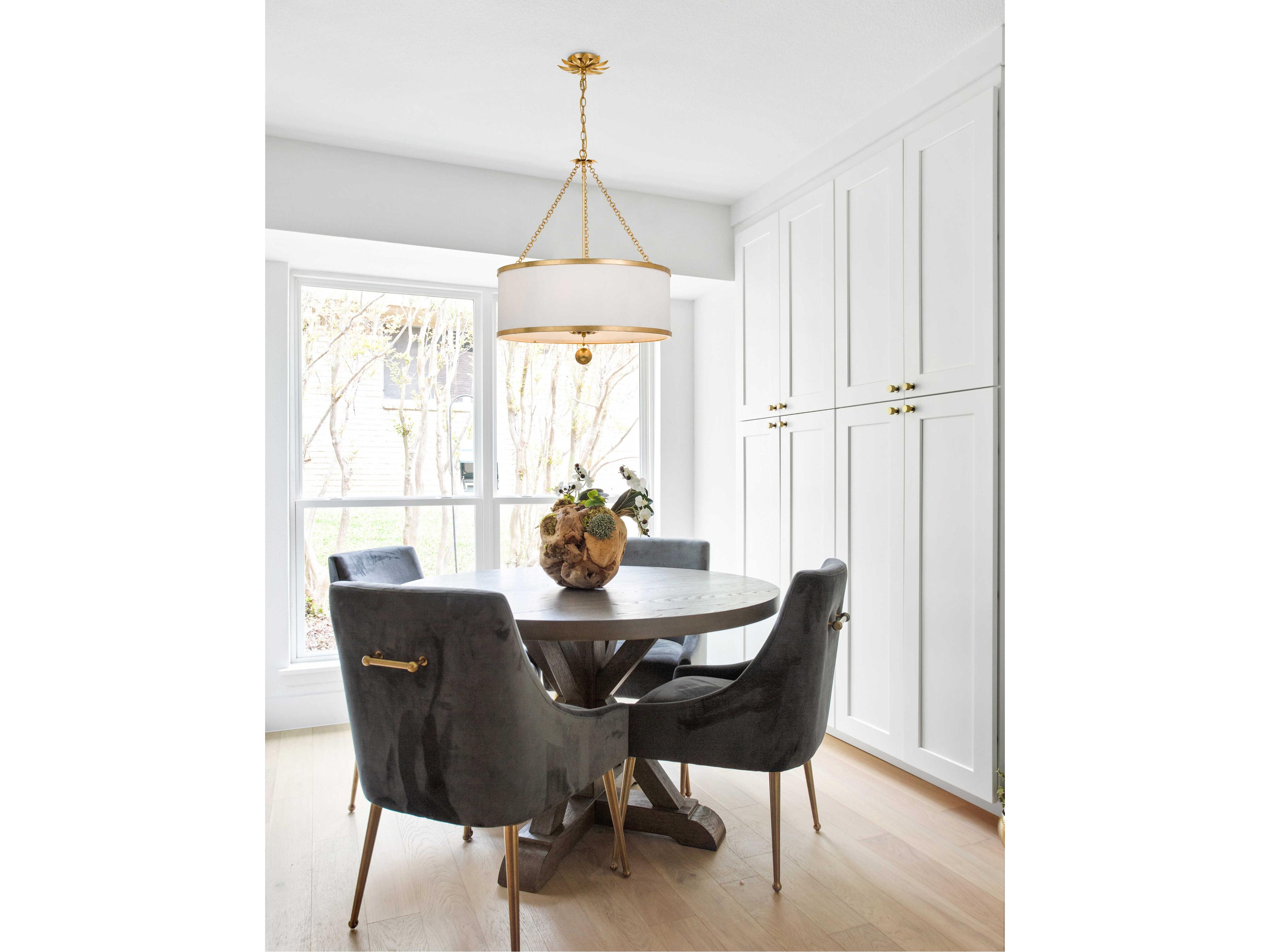 Crystorama Broche 6-Light Gold Drum Pendant