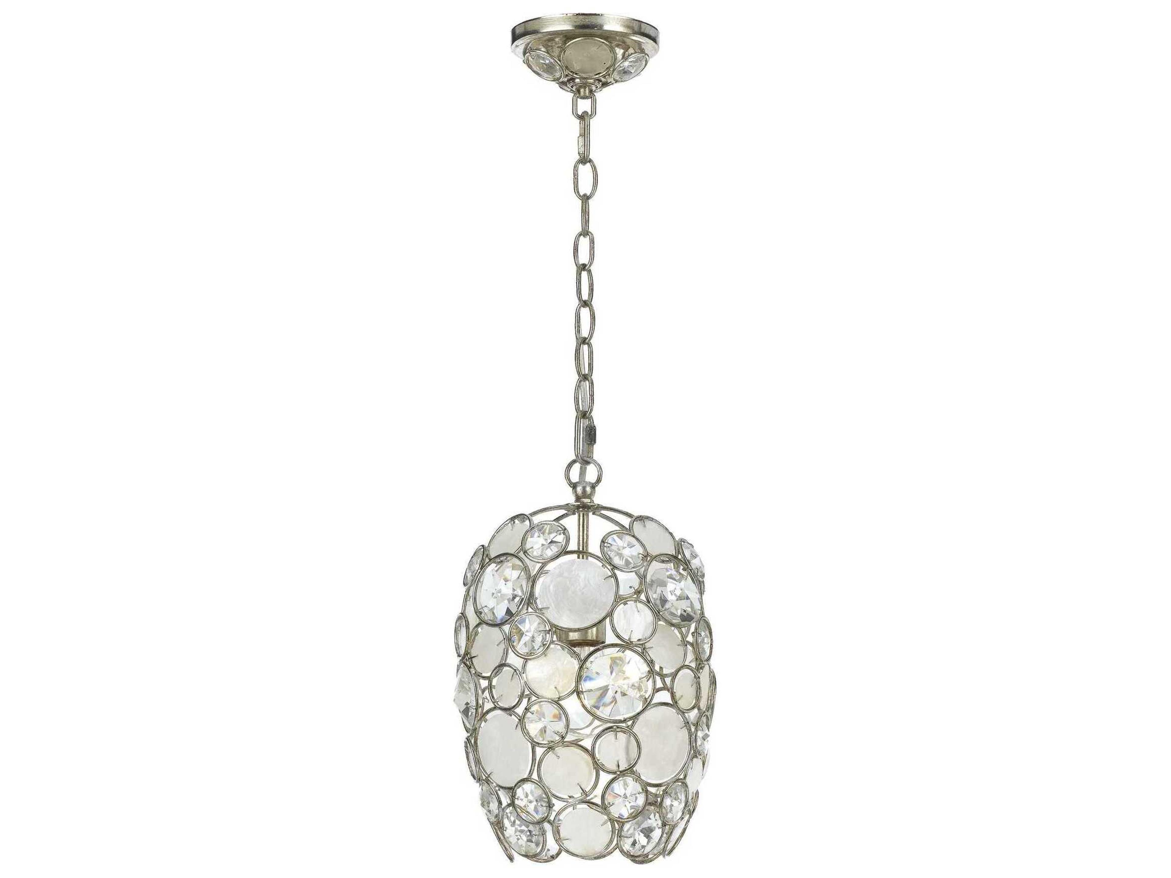 Palla 1-Light Antique Silver Crystal Geometric Mini Pendant