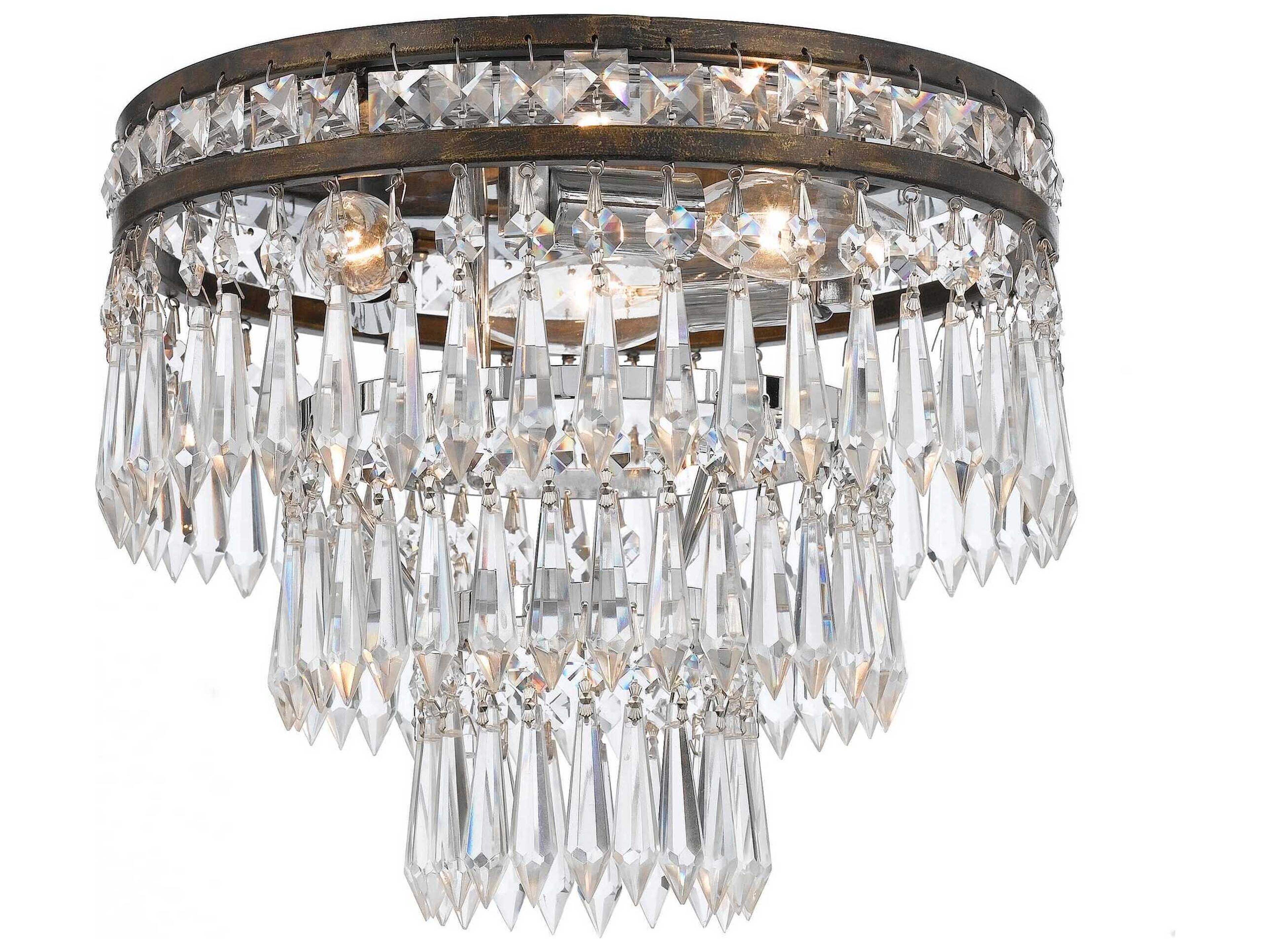 Mercer Bronze Crystal Tiered Flush Mount