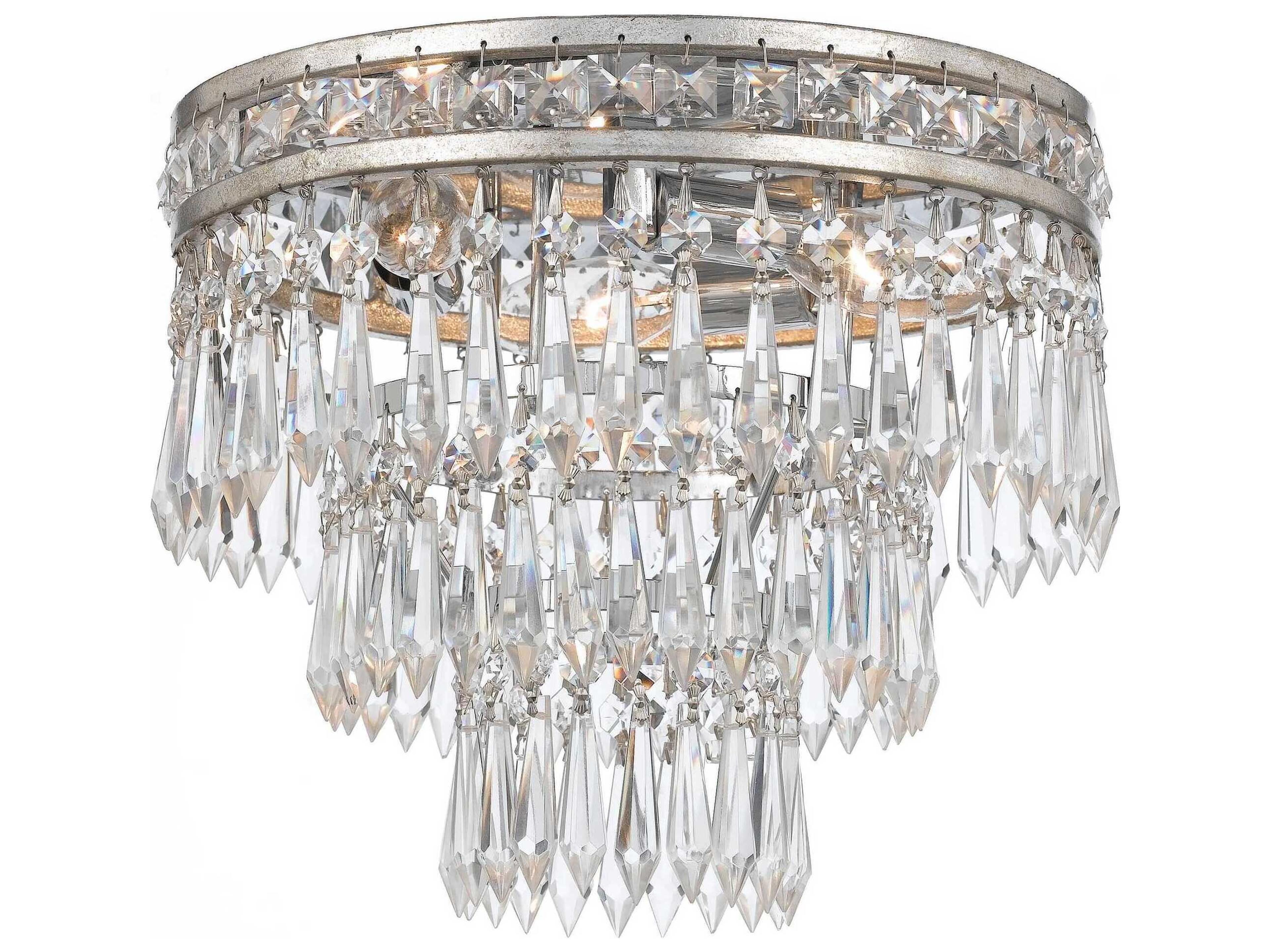 Crystorama Mercer Bronze Crystal Tiered Flush Mount