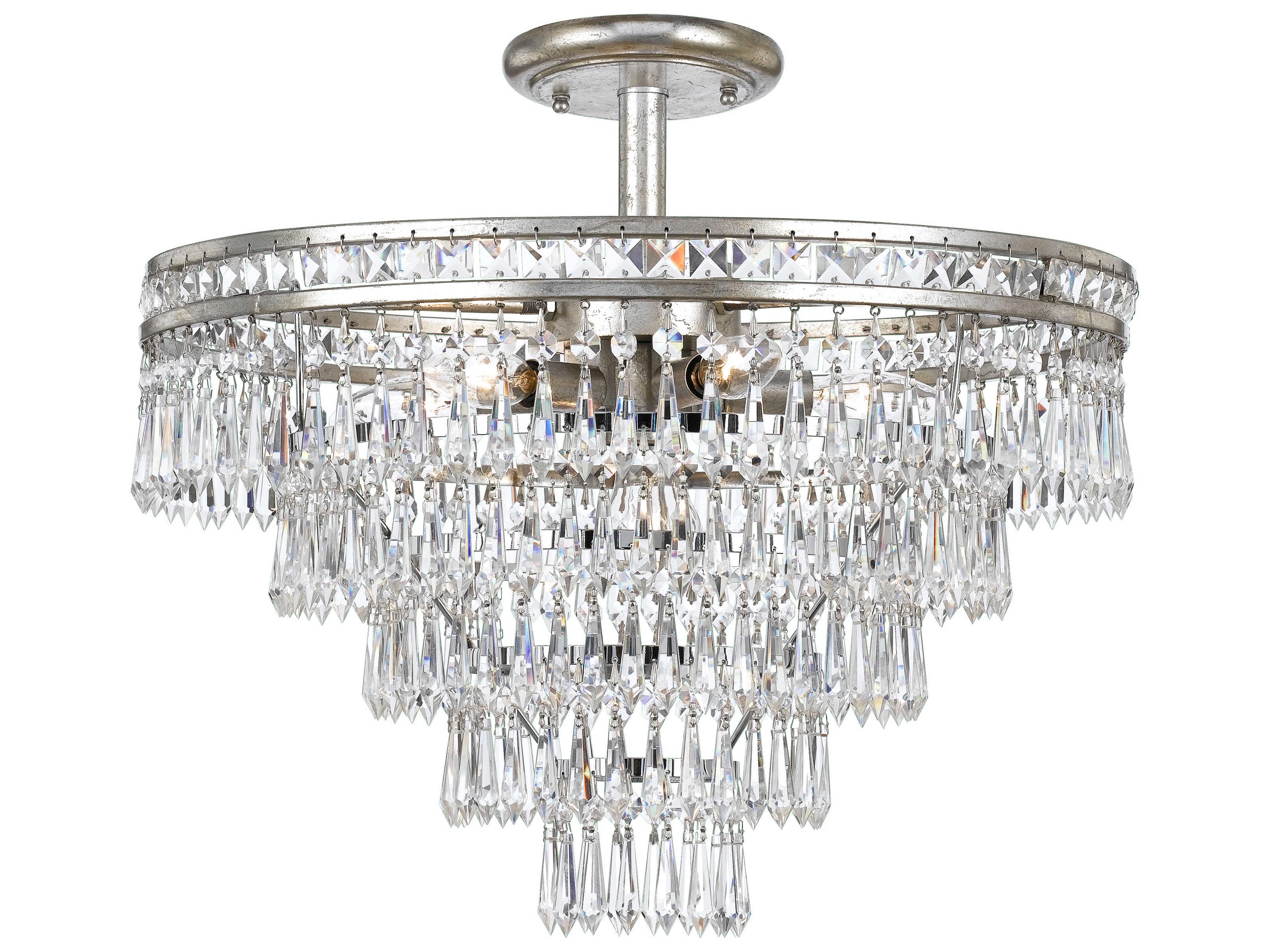 Crystorama Mercer 7-Light Bronze Crystal Tiered Semi Flush Mount