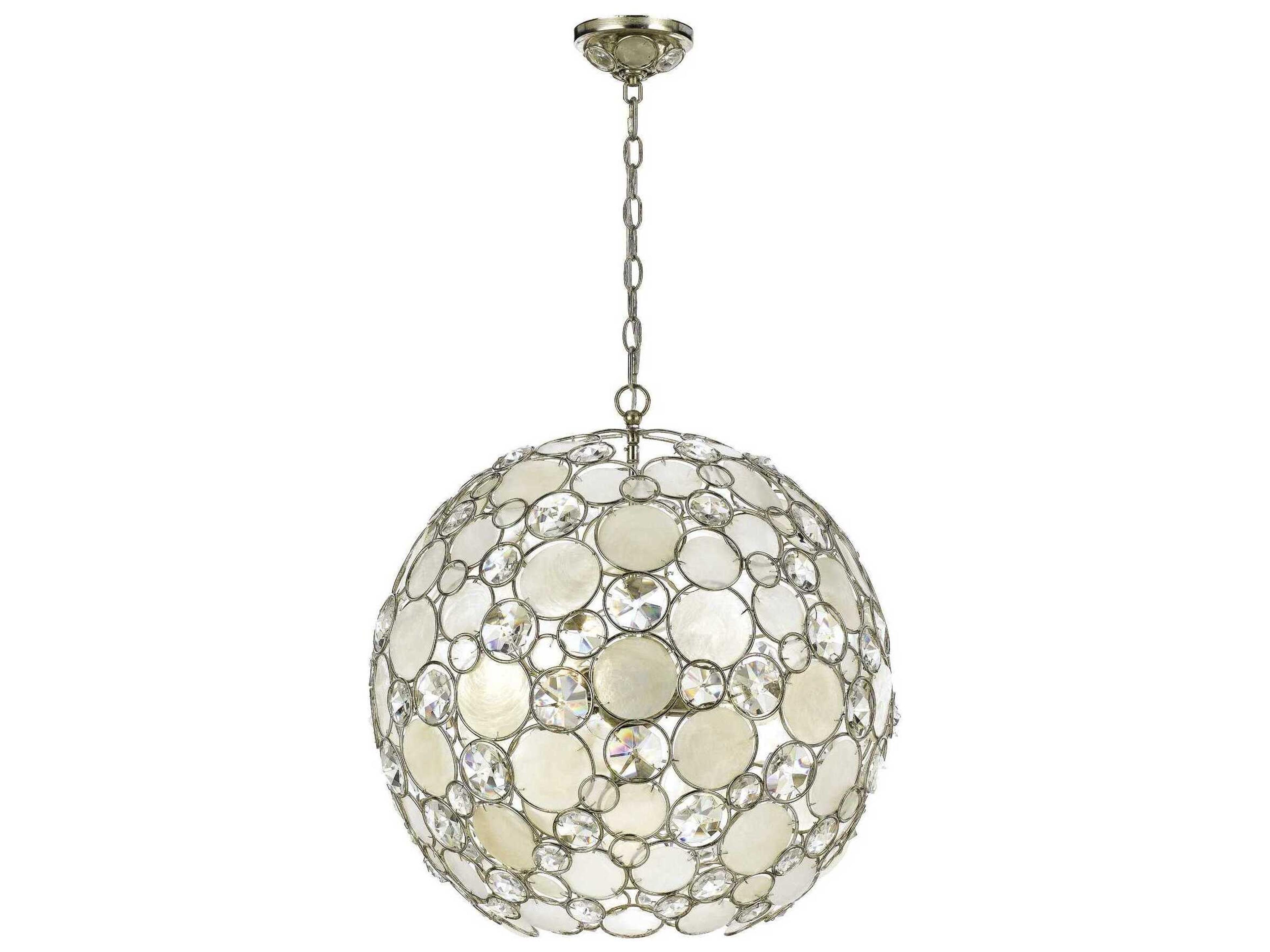 Palla 6-Light Antique Silver Crystal Globe Round Chandelier