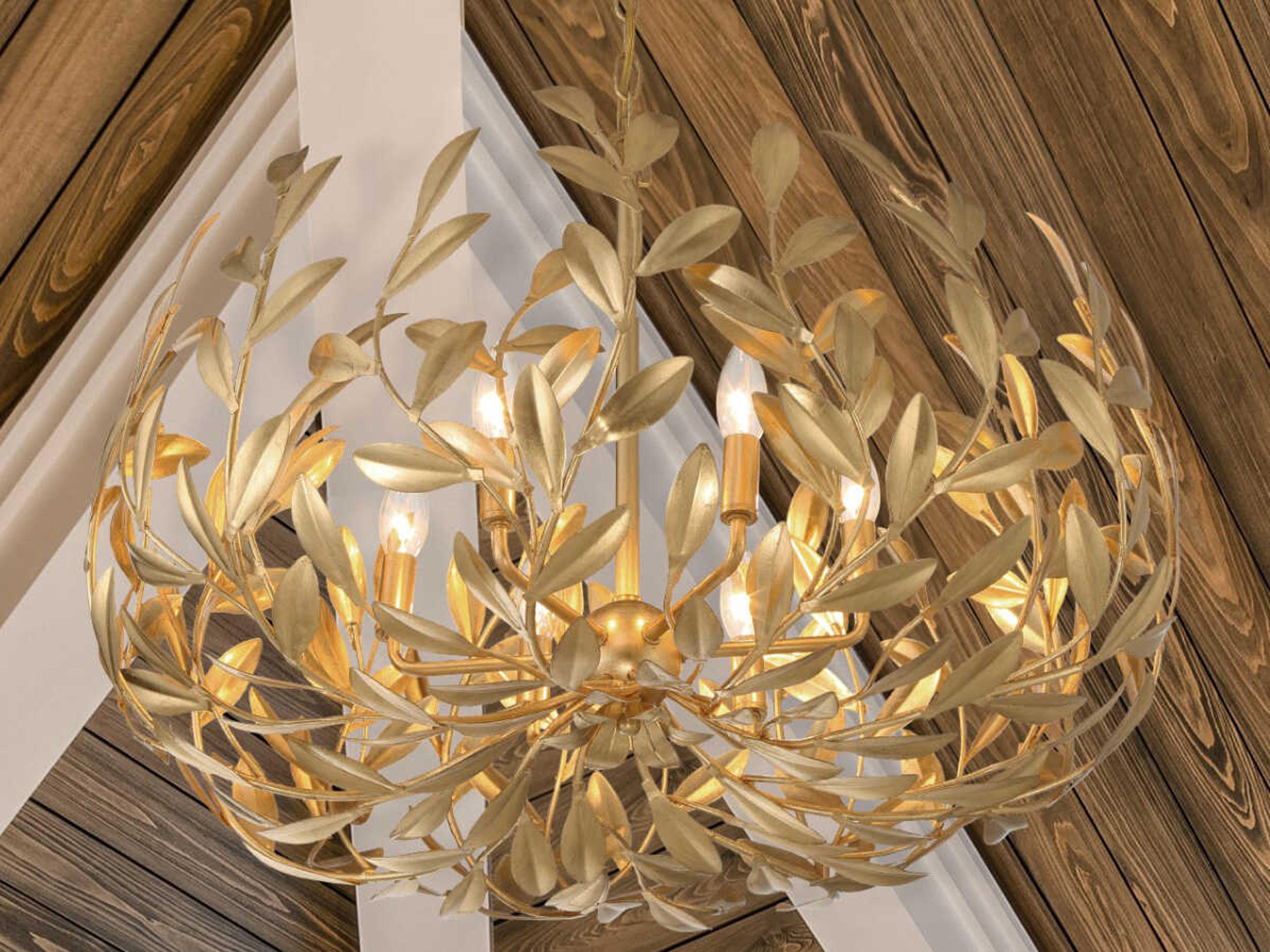 Crystorama Broche 6-Light Antique Gold Candelabra Chandelier