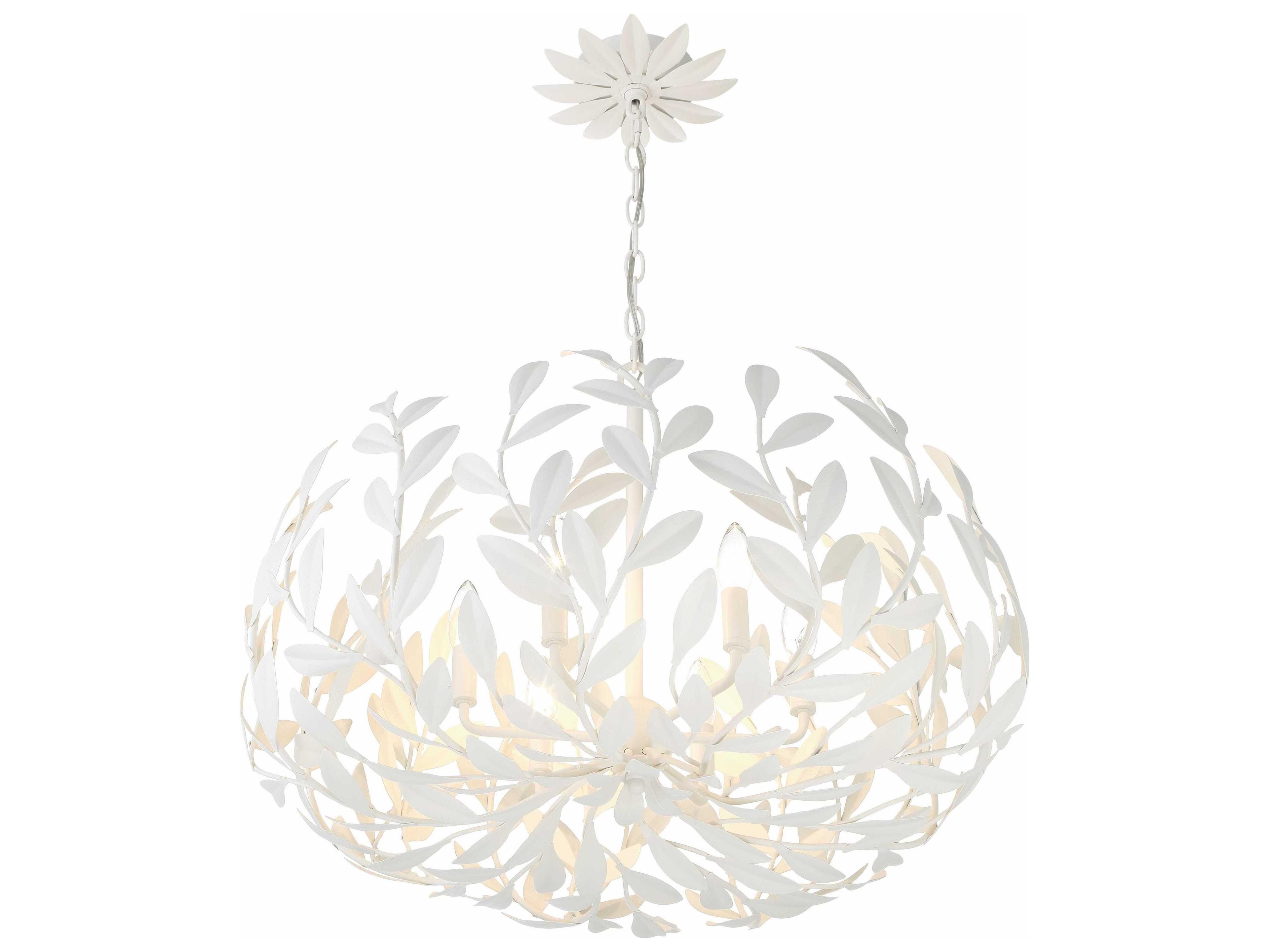 Crystorama Broche 6-Light Matte White Candelabra Chandelier