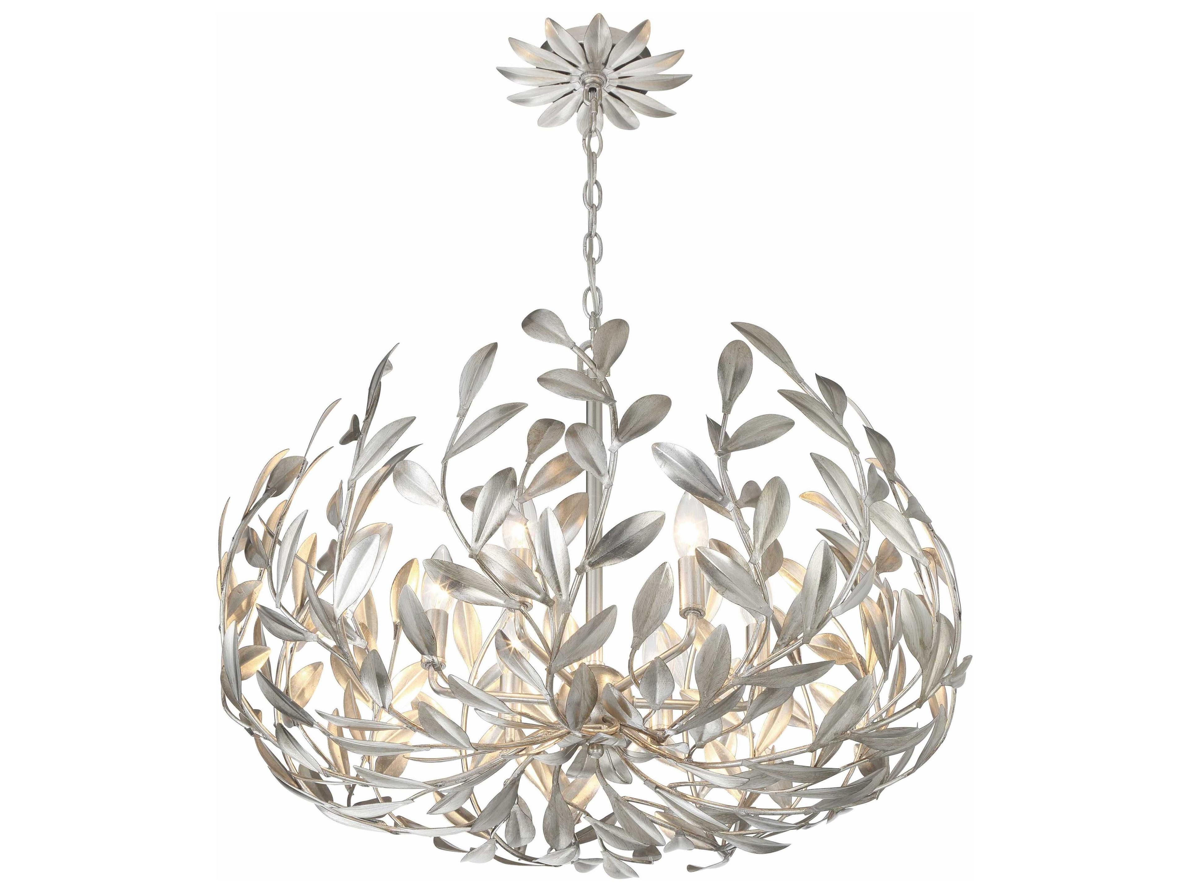 Crystorama Broche 6-Light Antique Silver Candelabra Chandelier