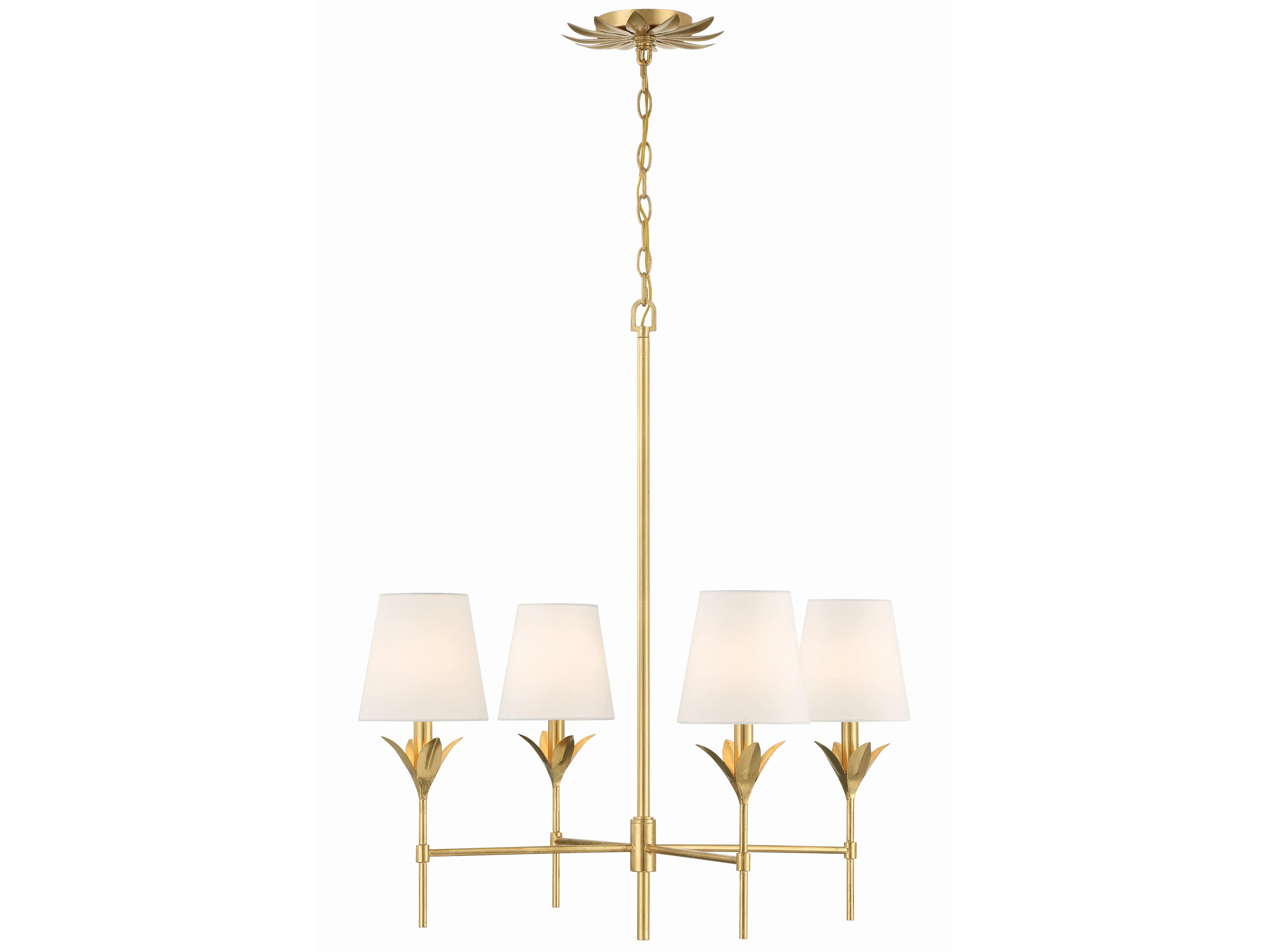 Broche 4-Light Antique Gold Candelabra Chandelier