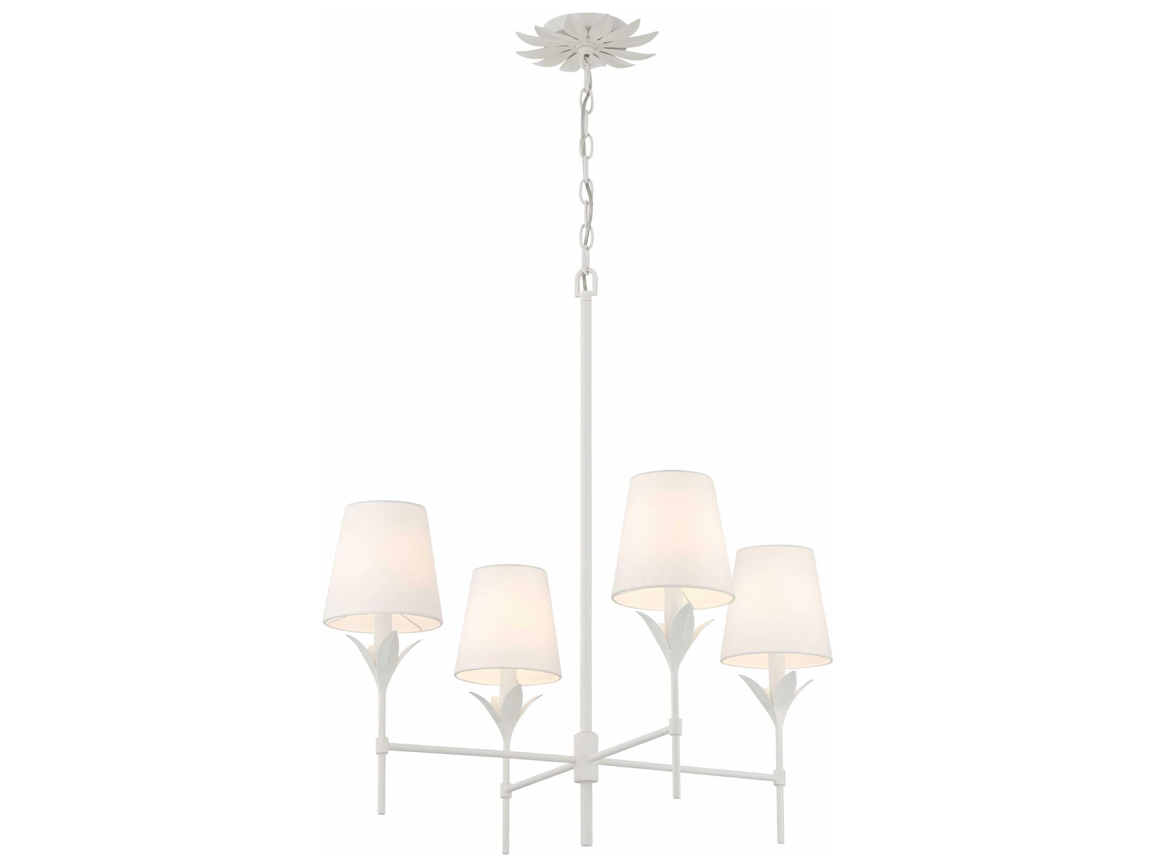 Crystorama Broche 4-Light Matte White Candelabra Chandelier