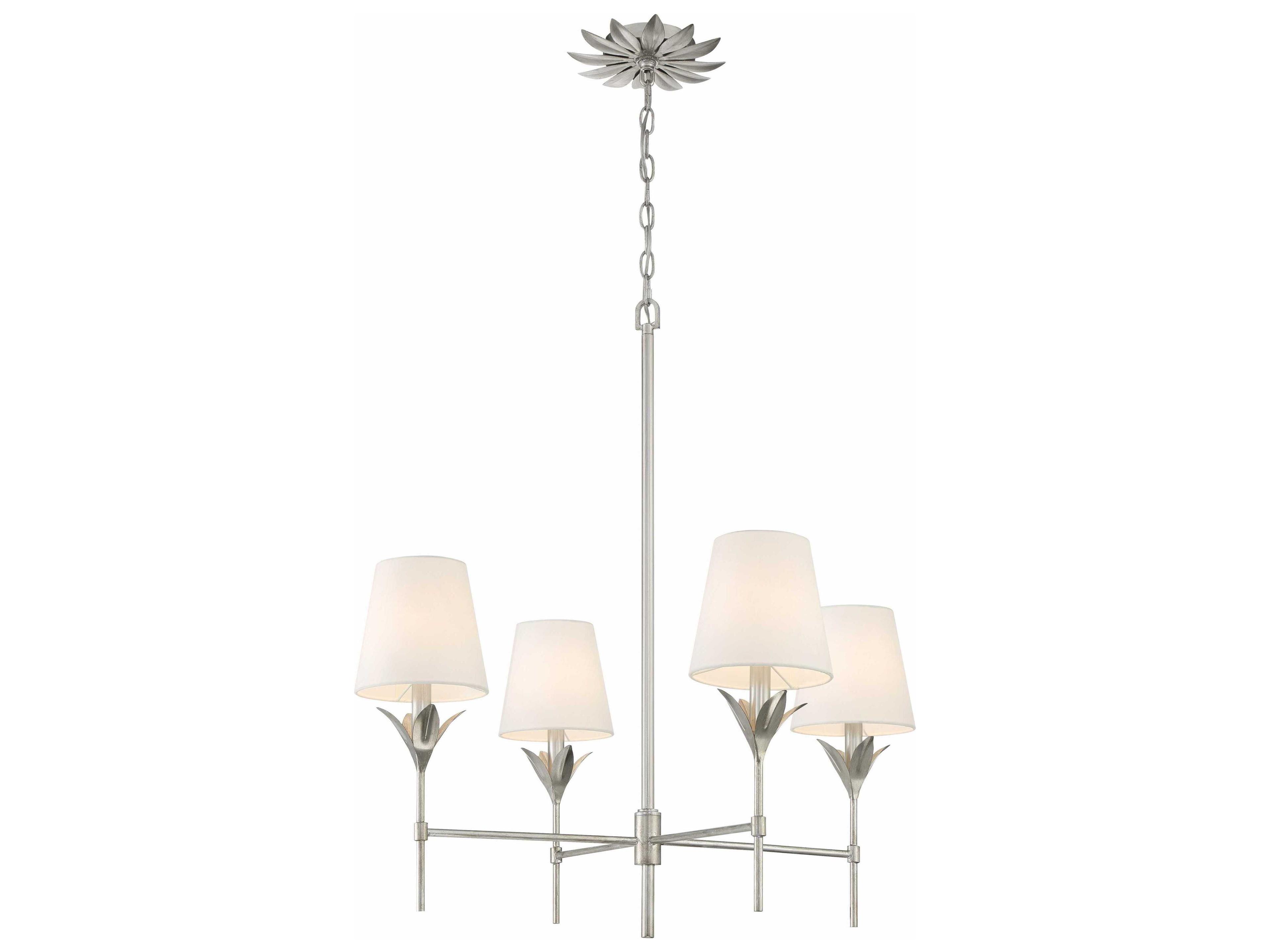 Crystorama Broche 4-Light Antique Silver Candelabra Chandelier