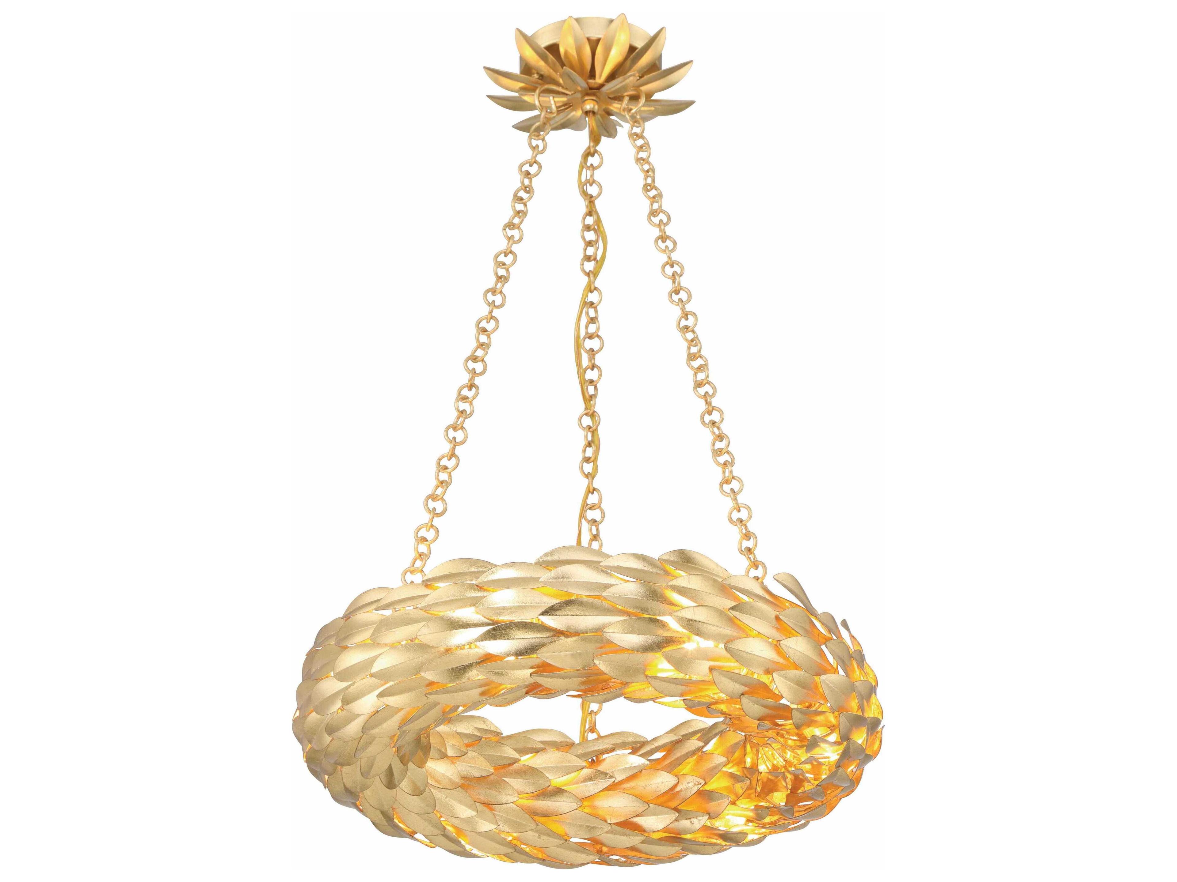 Crystorama Broche 6-Light Antique Gold Round Pendant