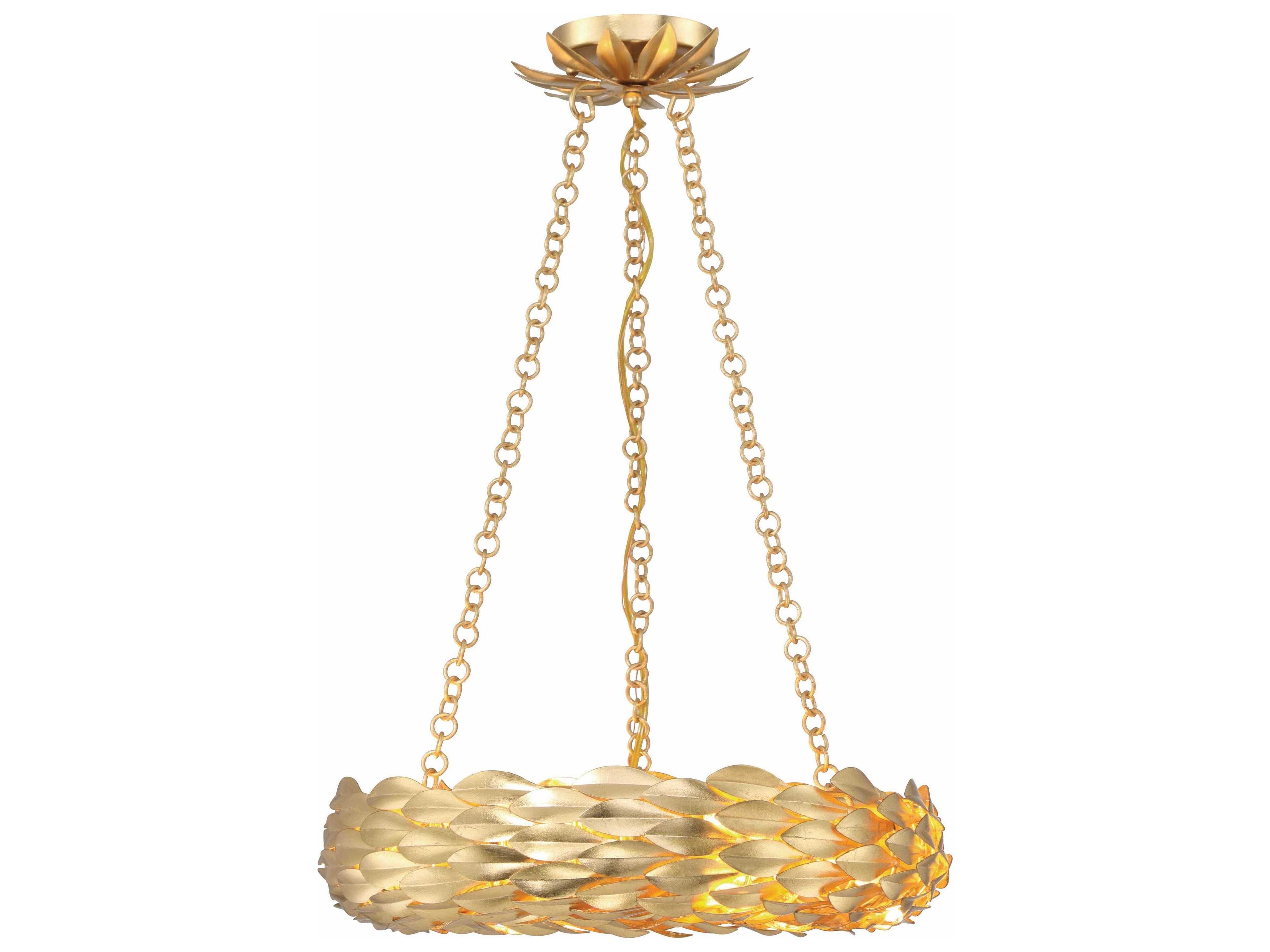 Crystorama Broche 6-Light Antique Gold Round Pendant