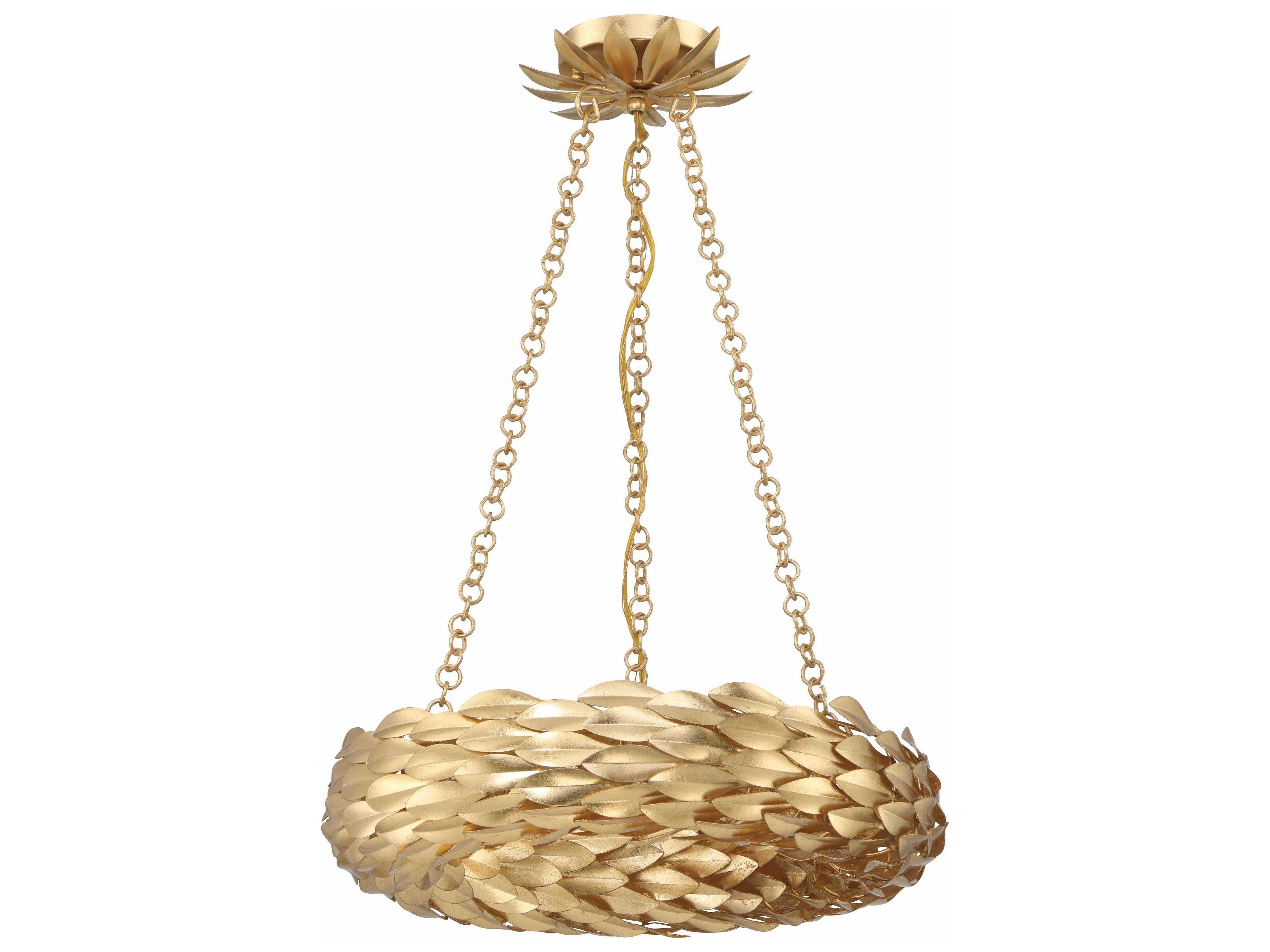 Crystorama Broche 6-Light Antique Gold Round Pendant