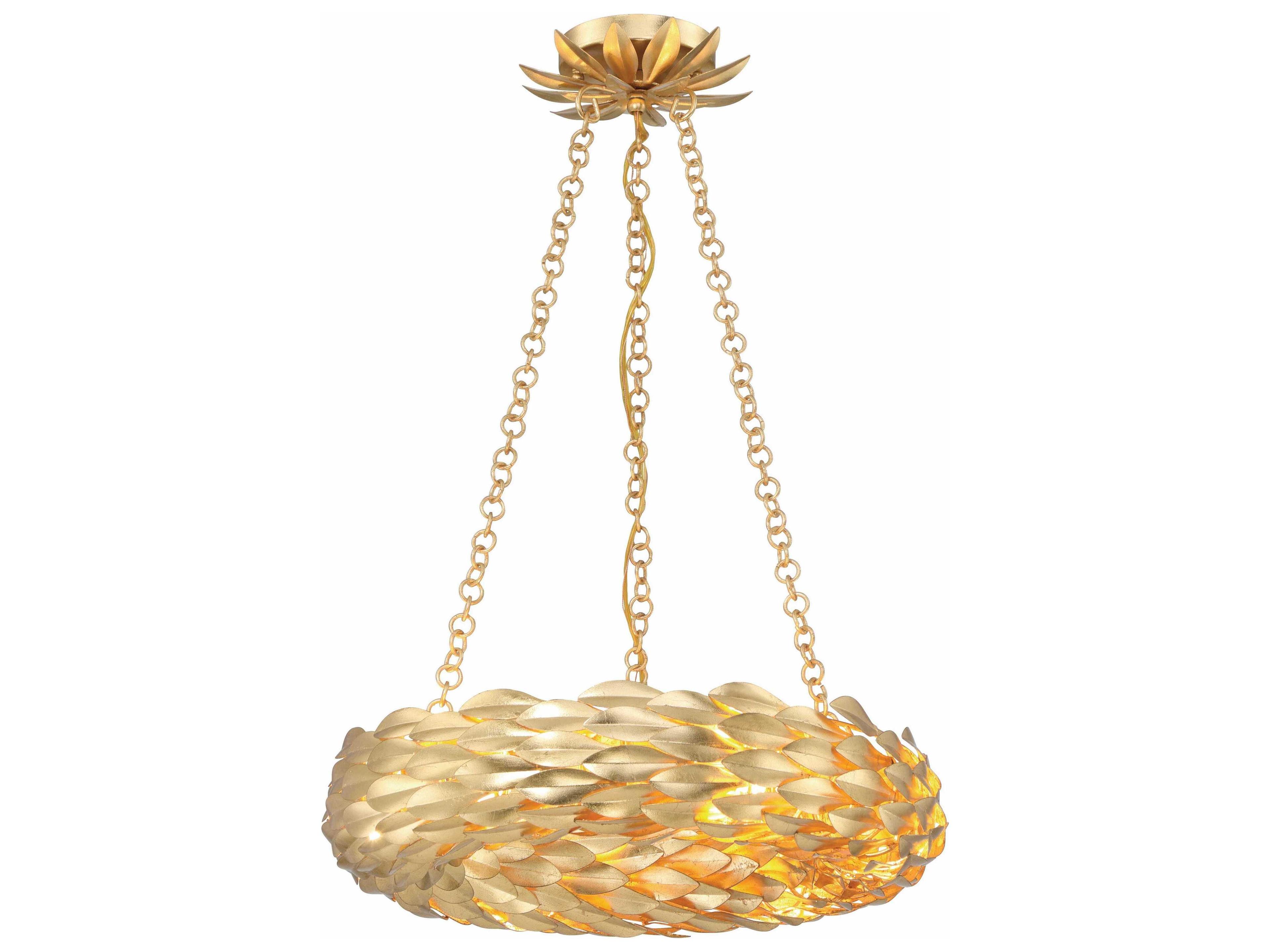 Crystorama Broche 6-Light Antique Gold Round Pendant