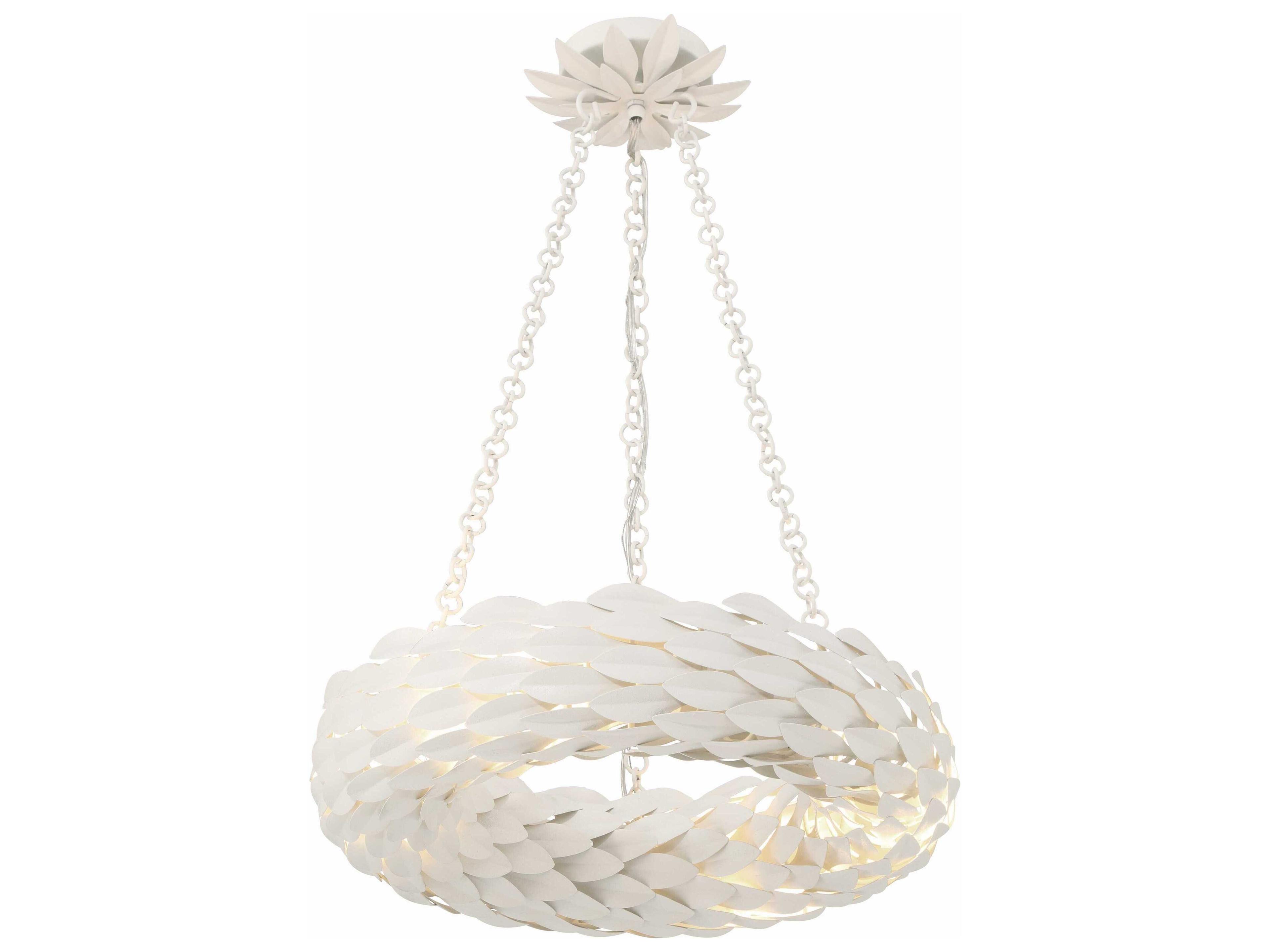 Crystorama Broche 6-Light Matte White Round Pendant