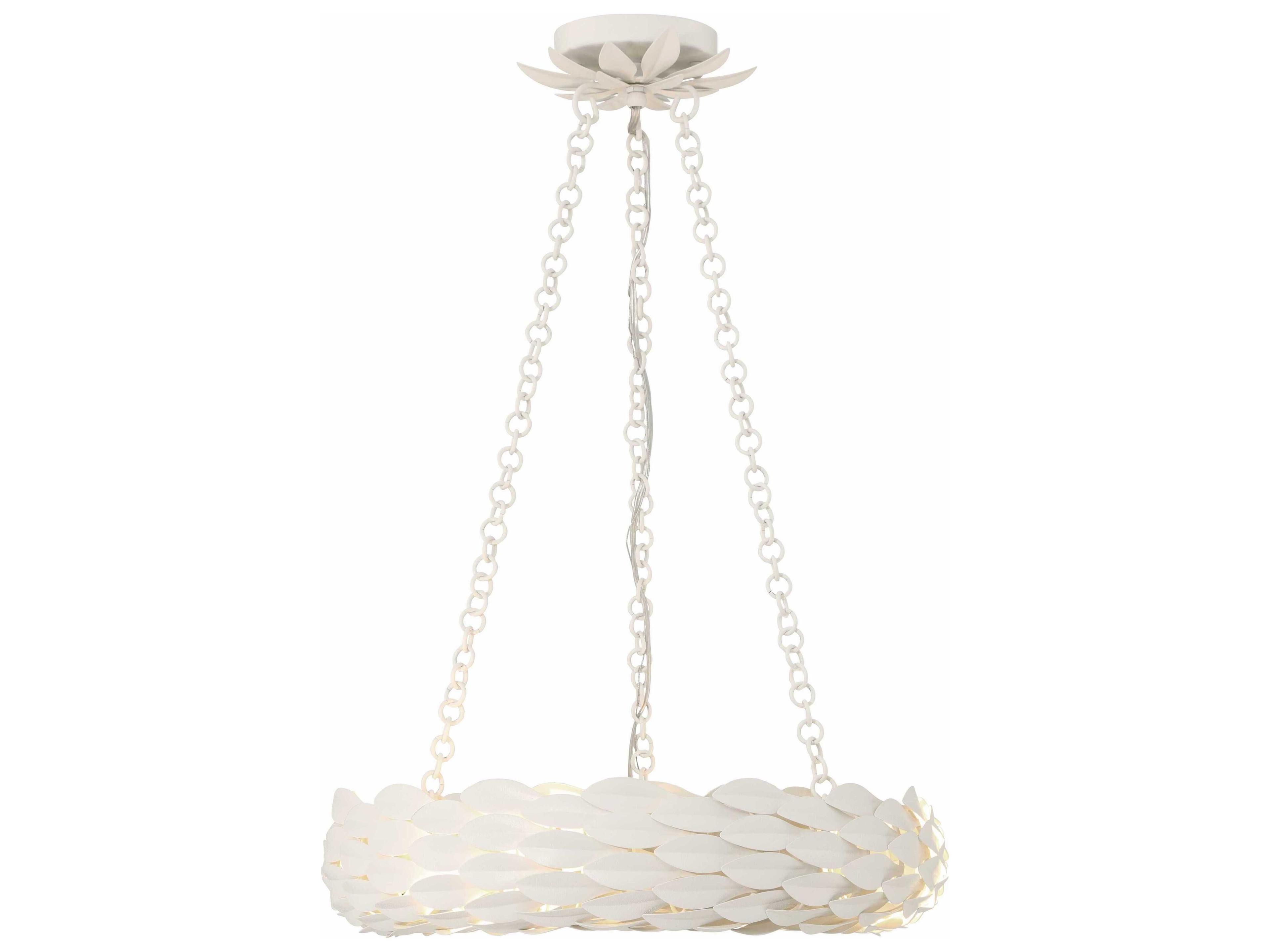 Crystorama Broche 6-Light Matte White Round Pendant