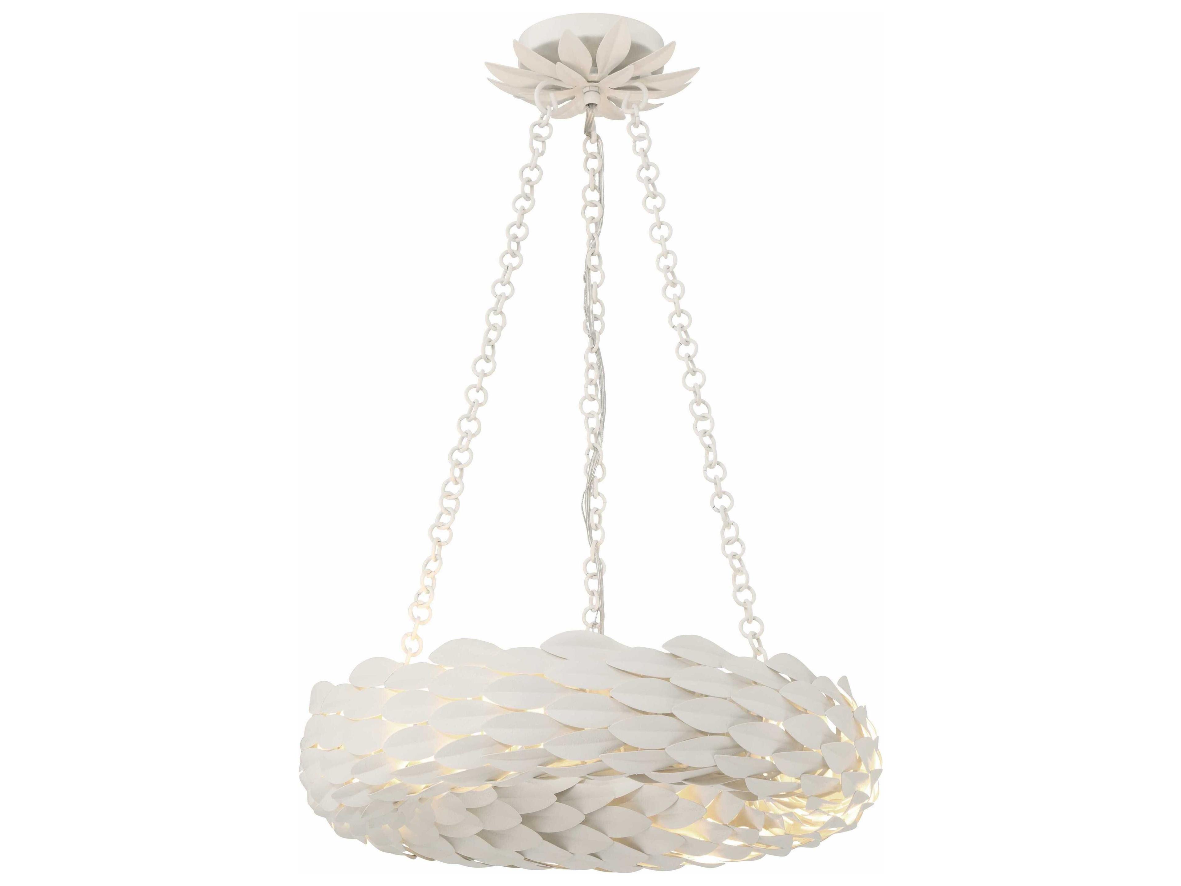 Crystorama Broche 6-Light Matte White Round Pendant