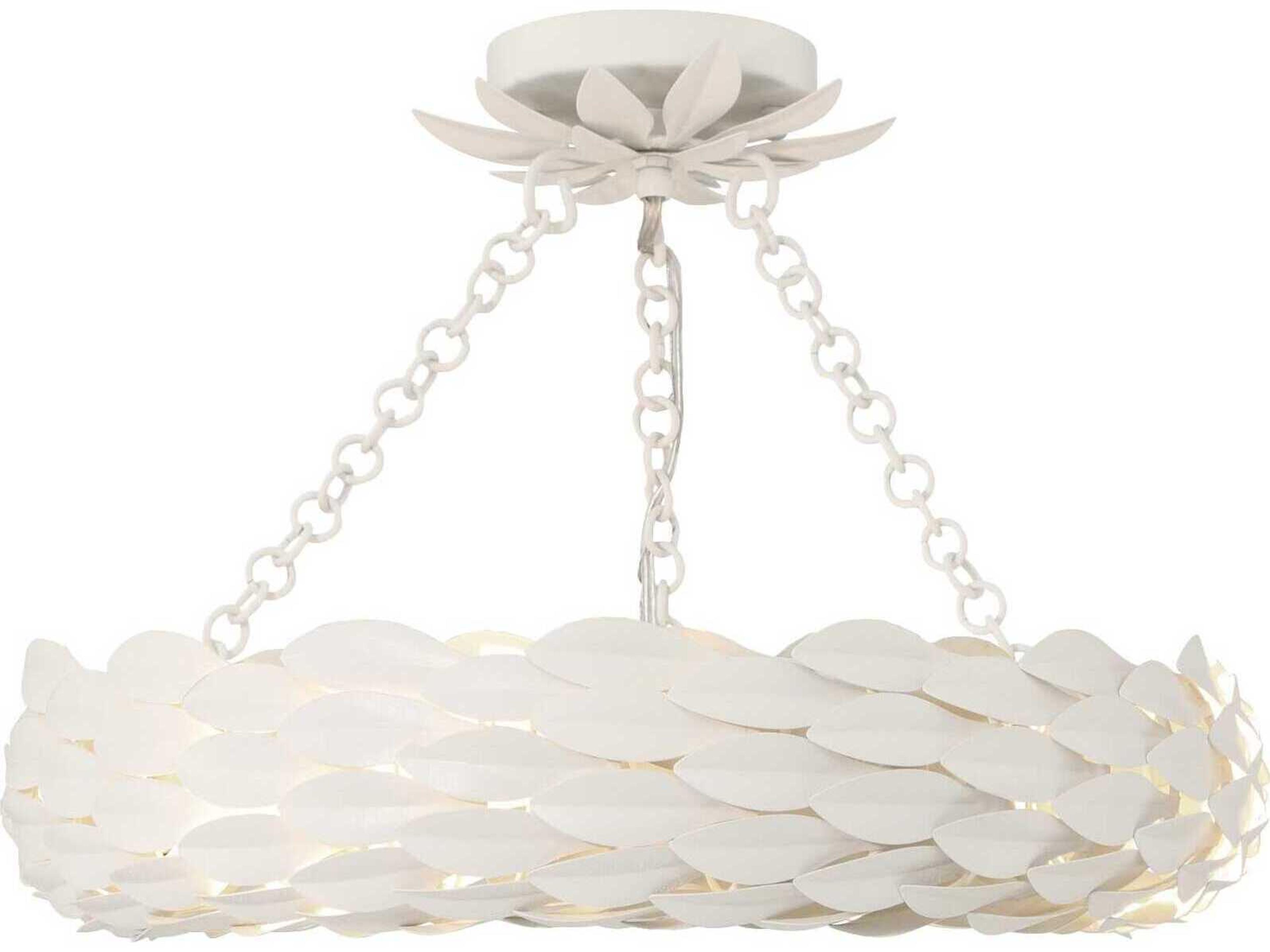 Crystorama Broche 6-Light Matte White Round Semi Flush Mount
