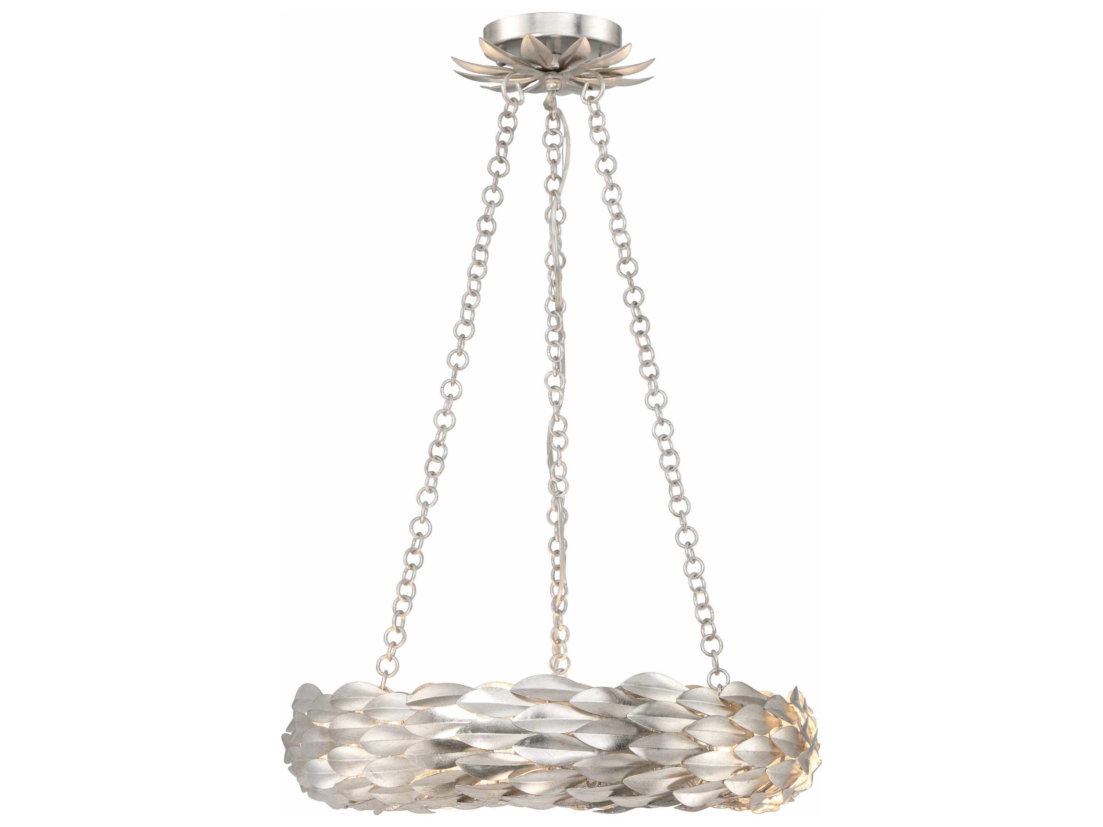 Crystorama Broche 6-Light Antique Silver Round Pendant