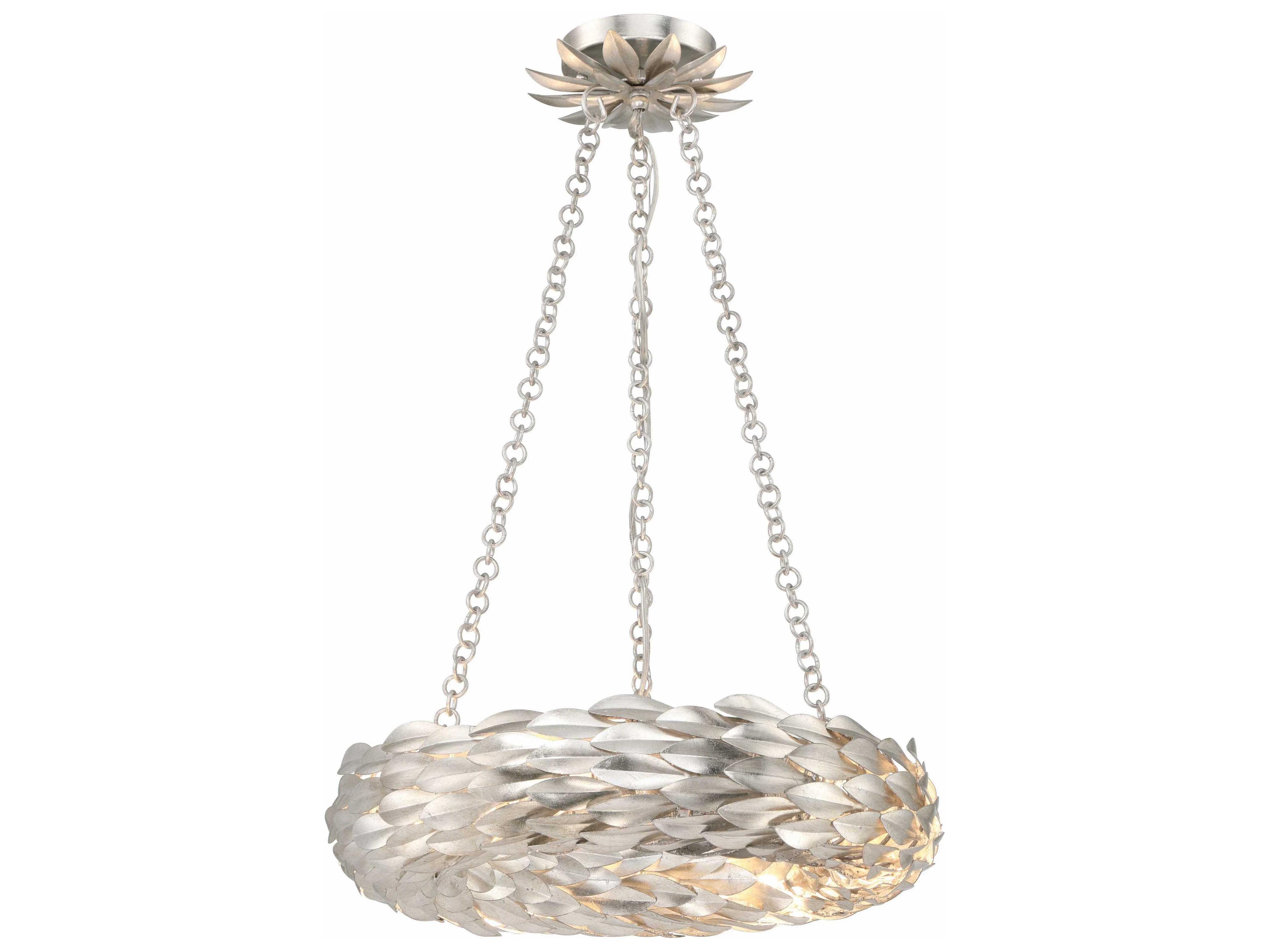 Crystorama Broche 6-Light Antique Silver Round Pendant