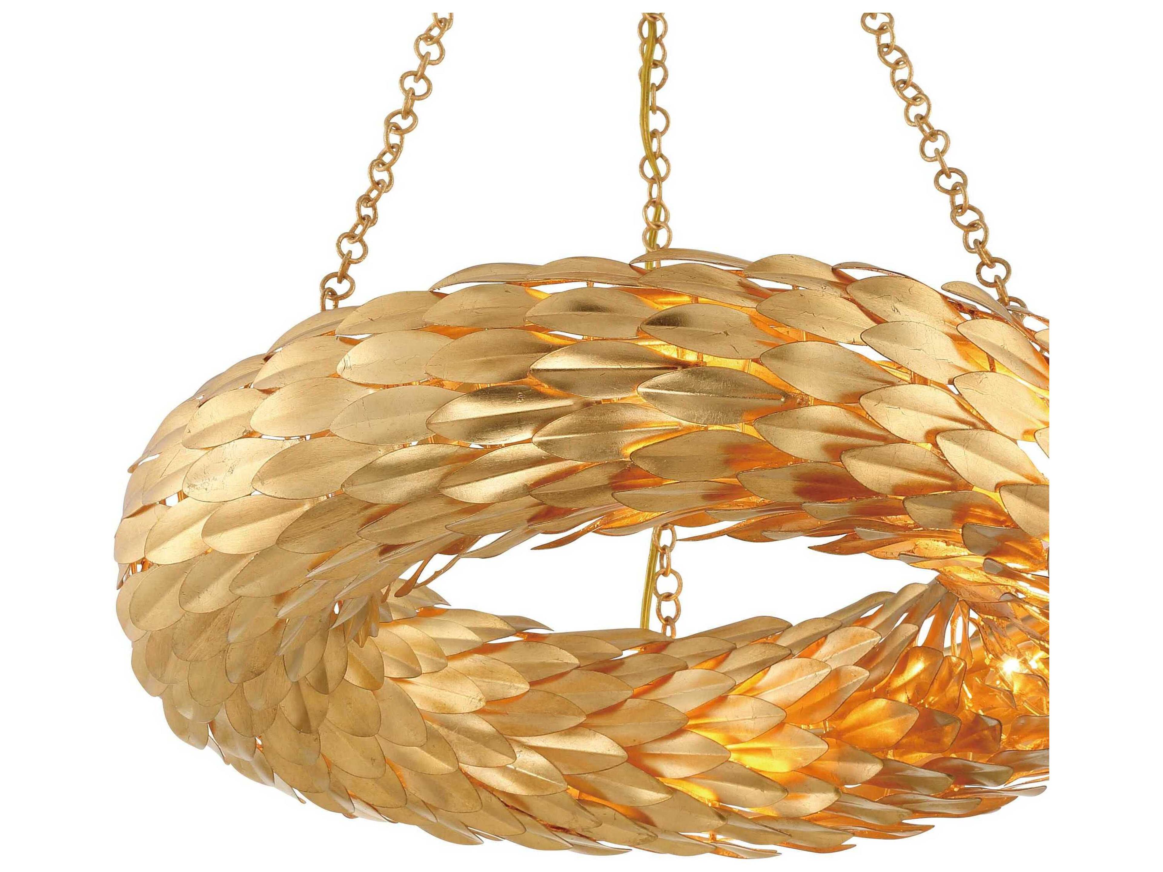 Crystorama Broche 6-Light Antique Gold Round Pendant