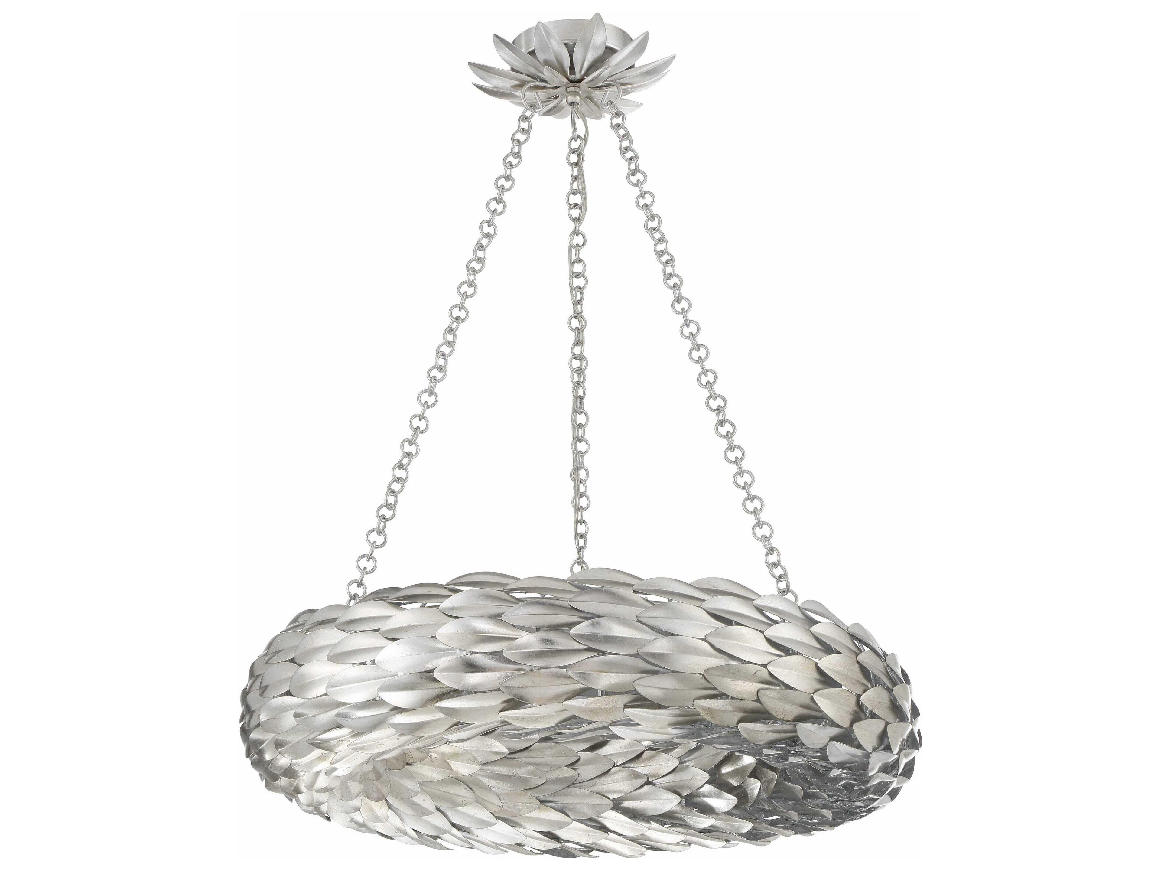 Crystorama Broche 6-Light Antique Silver Pendant